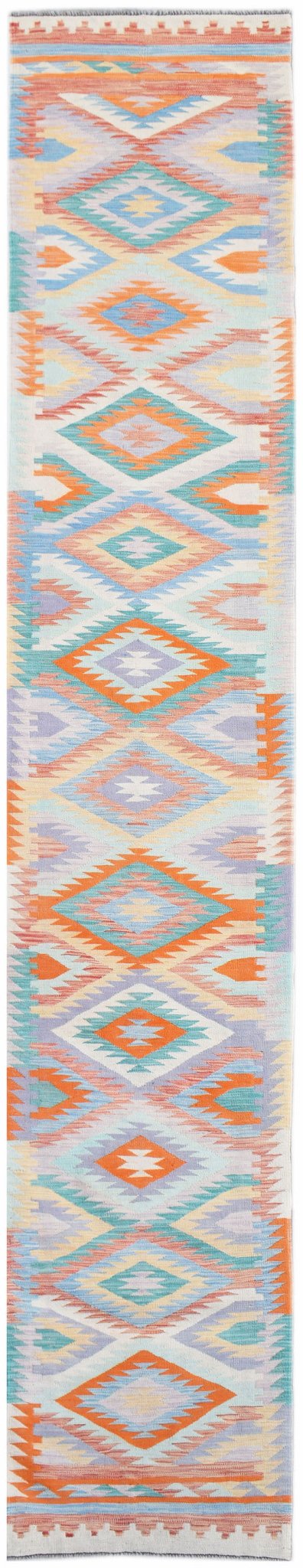 Handmade Afghan Maimana Kilim Hallway Runner | 488 x 78 cm | 16' x 2'7" - Najaf Rugs & Textile