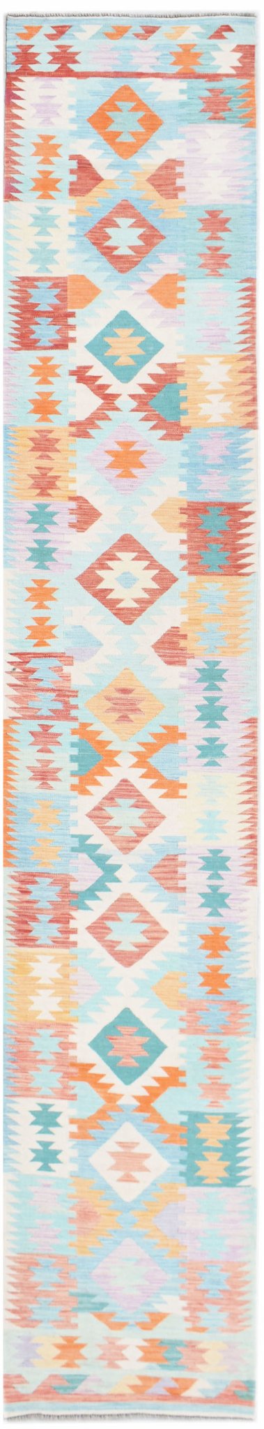 Handmade Afghan Maimana Kilim Hallway Runner | 489 x 78 cm | 16'1" x 2'7" - Najaf Rugs & Textile