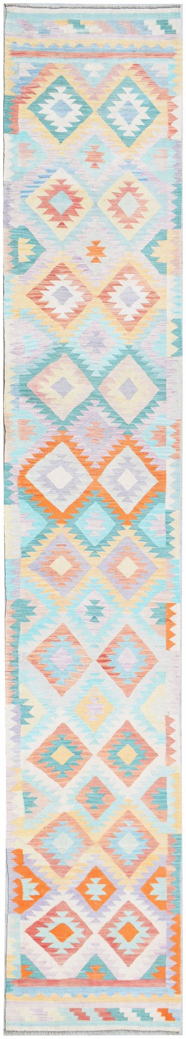 Handmade Afghan Maimana Kilim Hallway Runner | 506 x 85 cm | 16'7" x 2'9" - Najaf Rugs & Textile