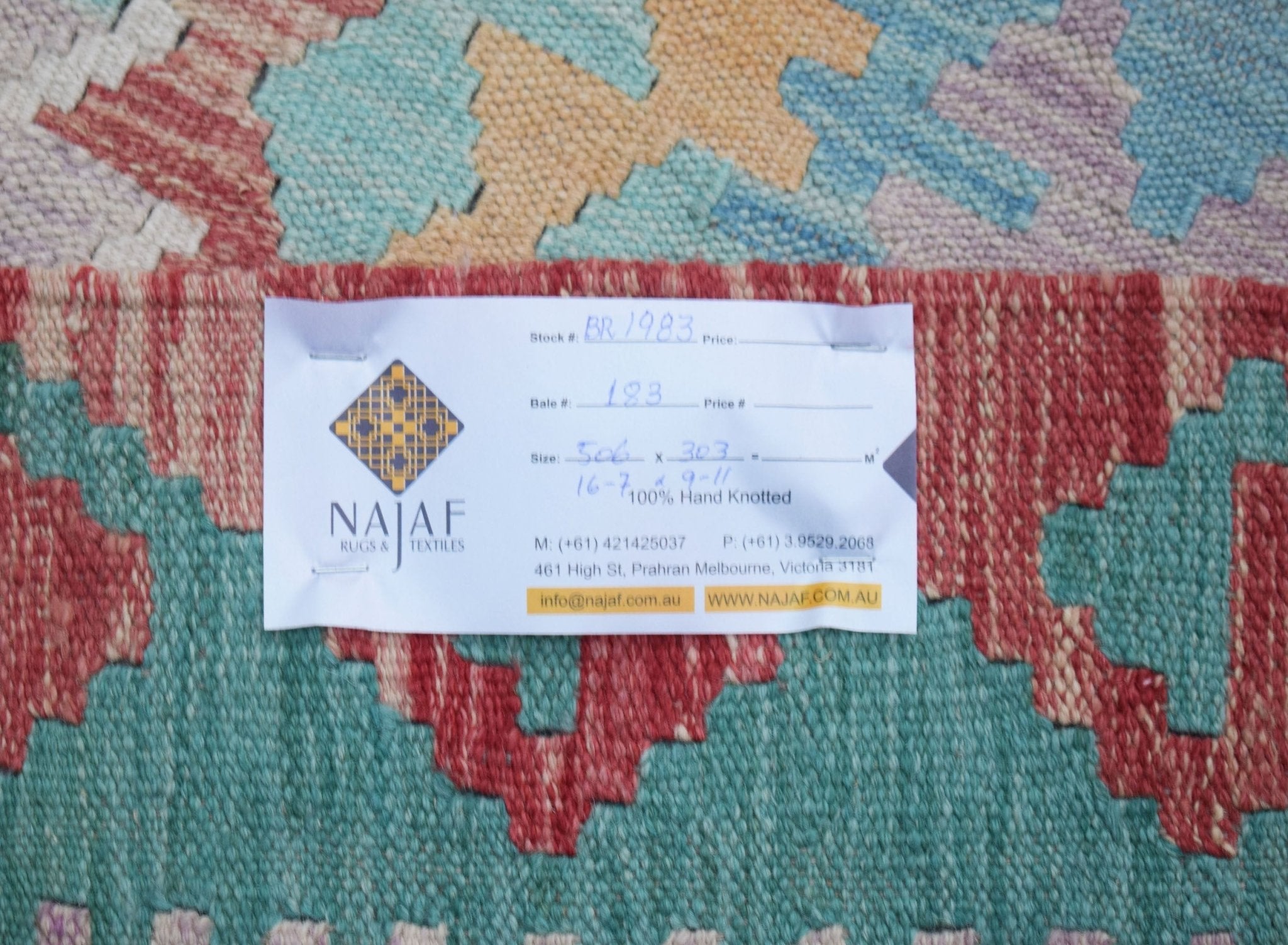 Handmade Afghan Maimana Killim | 506 x 303 cm | 16'7" x 9'11" - Najaf Rugs & Textile