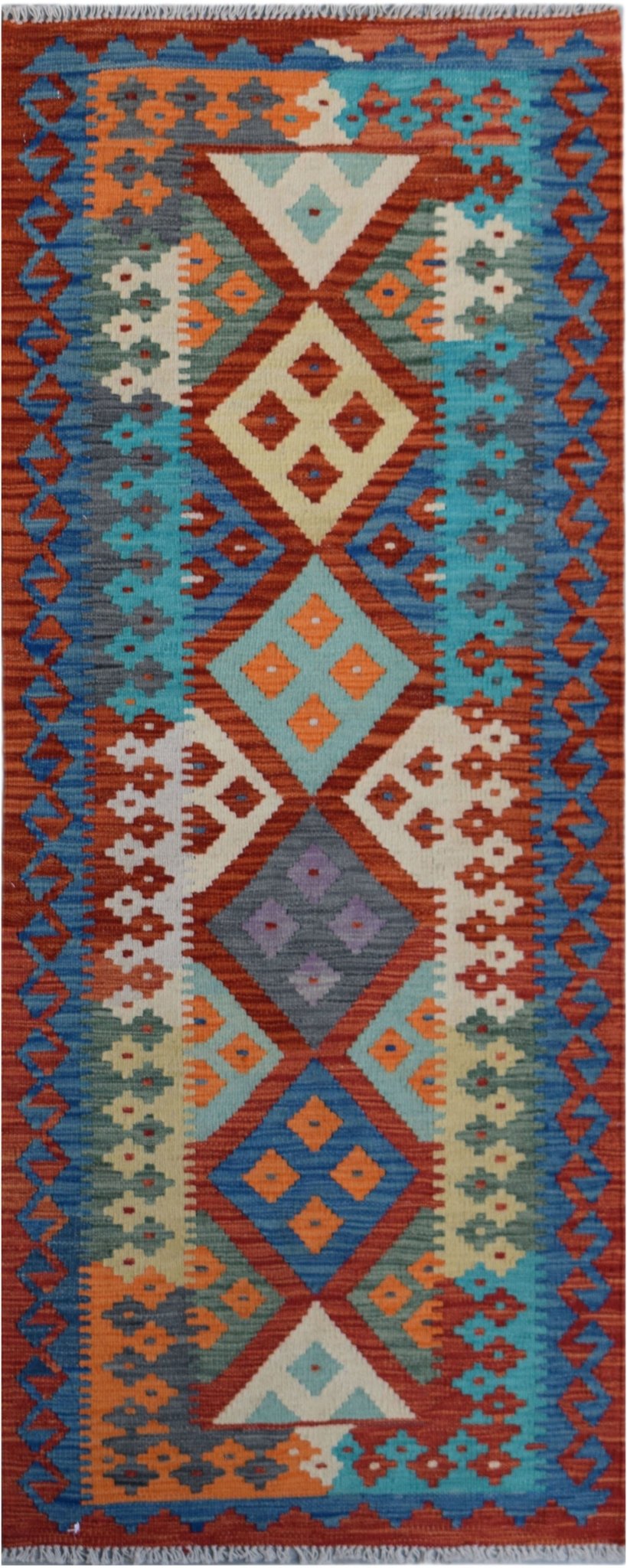Handmade Afghan Maimana Killim Hallway Runner | 183 x 73 cm | 6' x 2'5" - Najaf Rugs & Textile