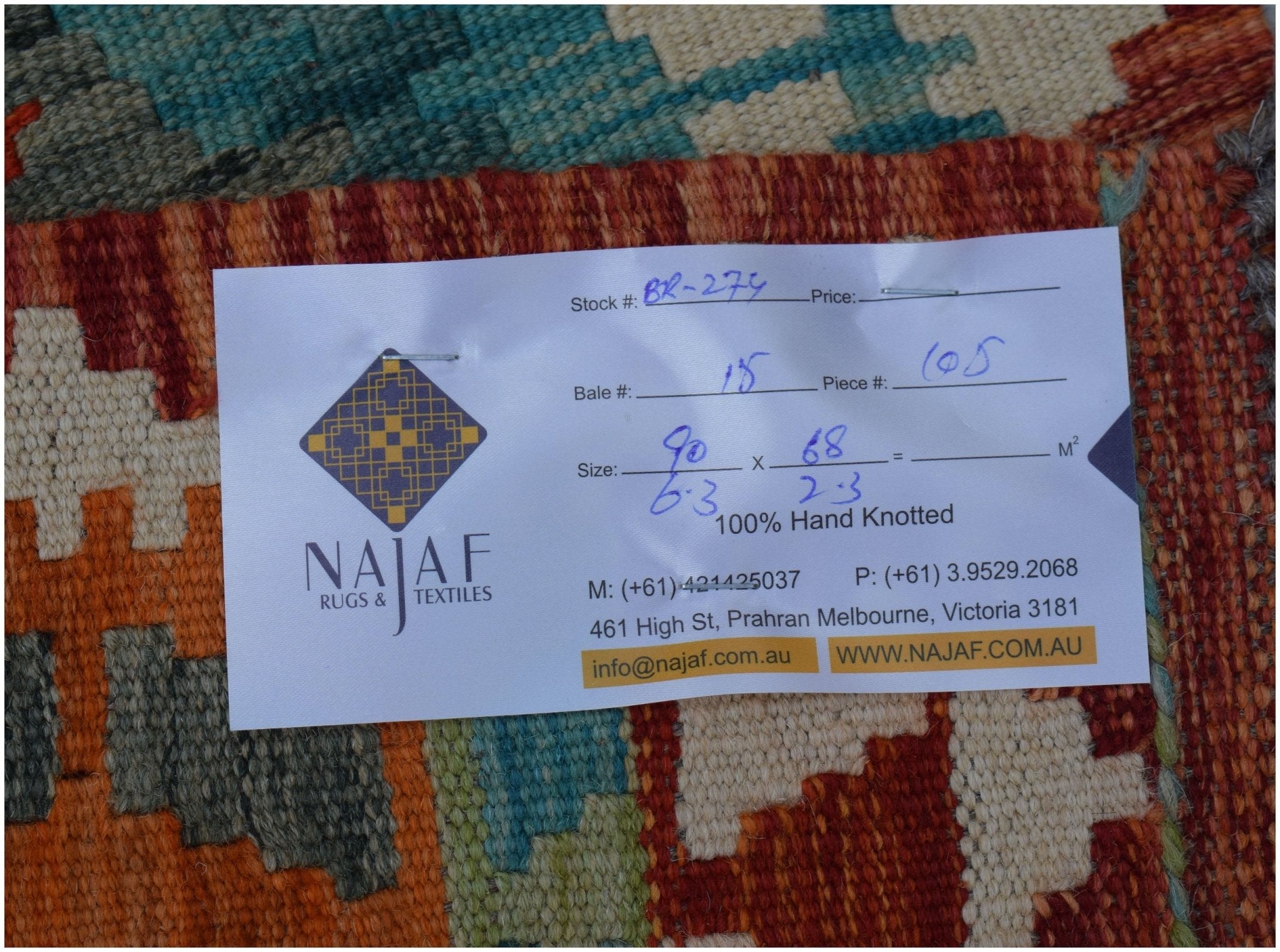 Handmade Afghan Maimana Killim Hallway Runner | 190 x 68 cm | 6'3" x 2'3" - Najaf Rugs & Textile