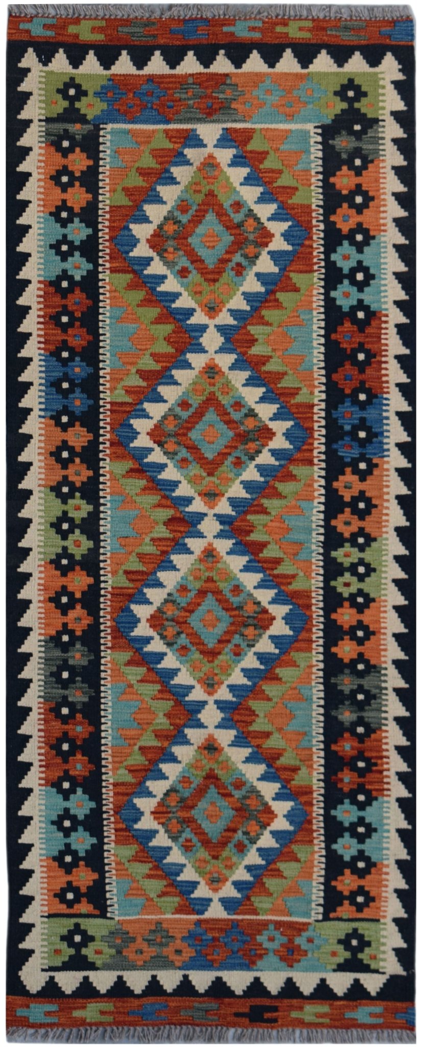 Handmade Afghan Maimana Killim Hallway Runner | 190 x 74 cm | 6'3" x 2'5" - Najaf Rugs & Textile