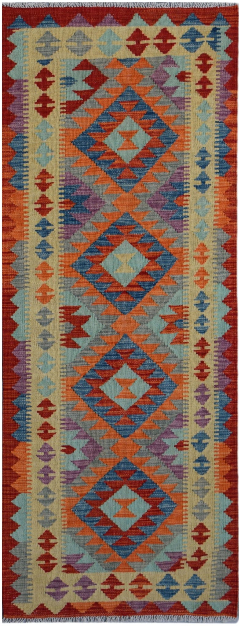 Handmade Afghan Maimana Killim Hallway Runner | 191 x 69 cm | 6'3" x 2'3" - Najaf Rugs & Textile