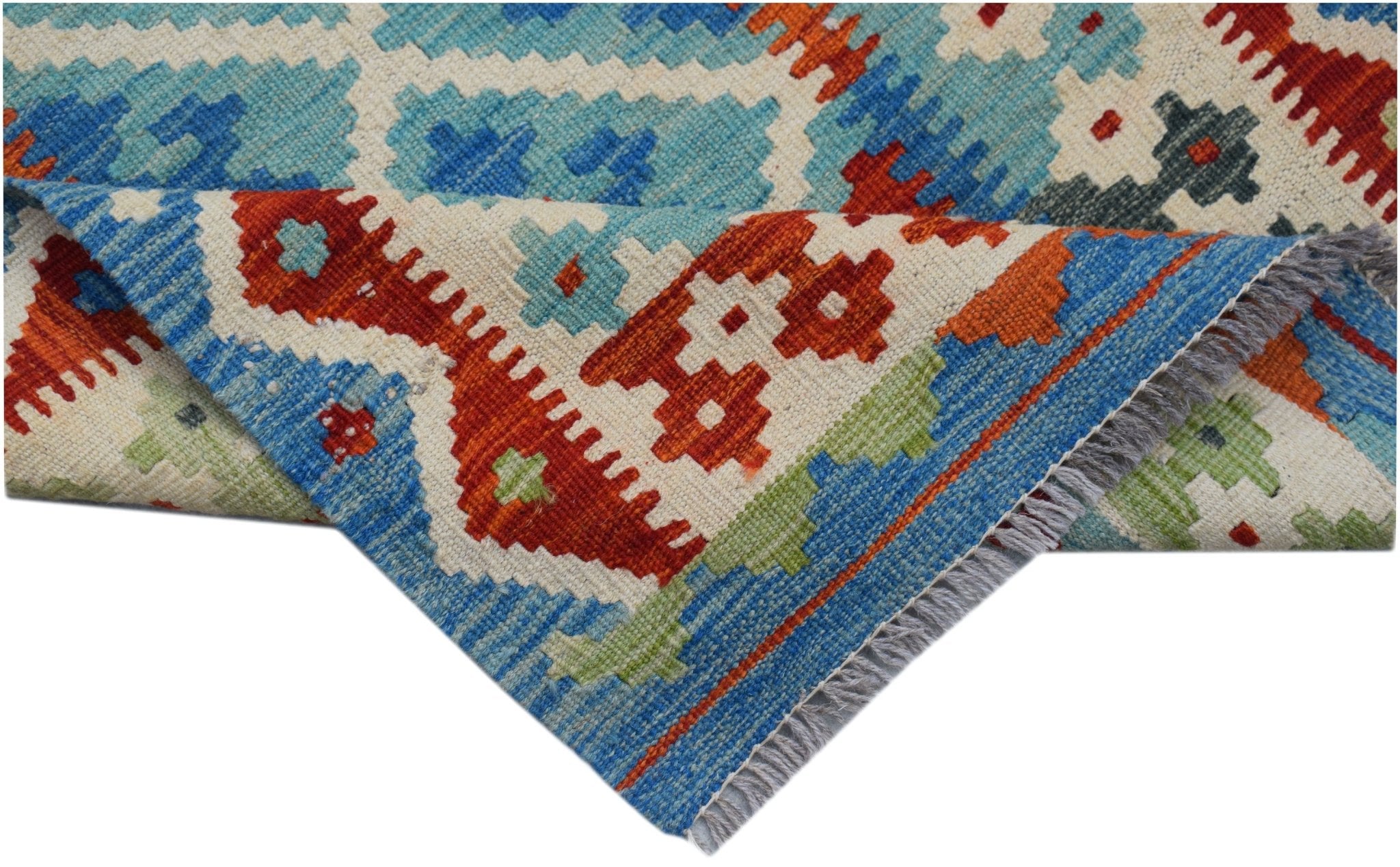 Handmade Afghan Maimana Killim Hallway Runner | 192 x 72 cm | 6'4" x 2'5" - Najaf Rugs & Textile