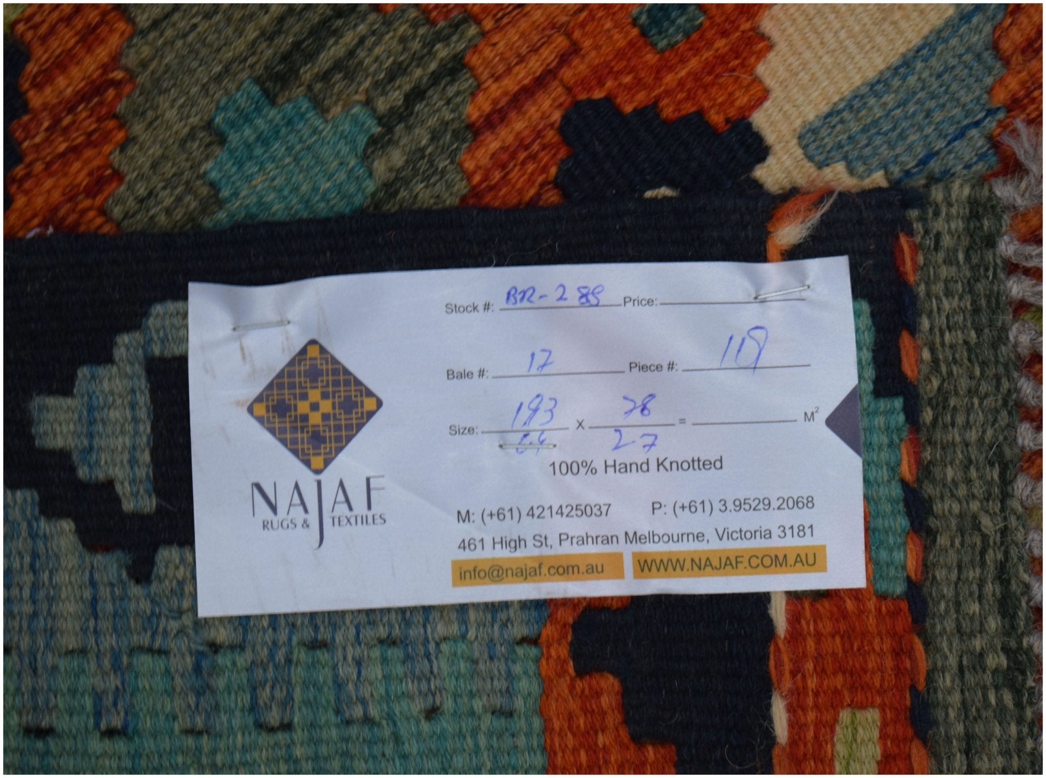 Handmade Afghan Maimana Killim Hallway Runner | 193 x 78 cm | 6'4" x 2'7" - Najaf Rugs & Textile