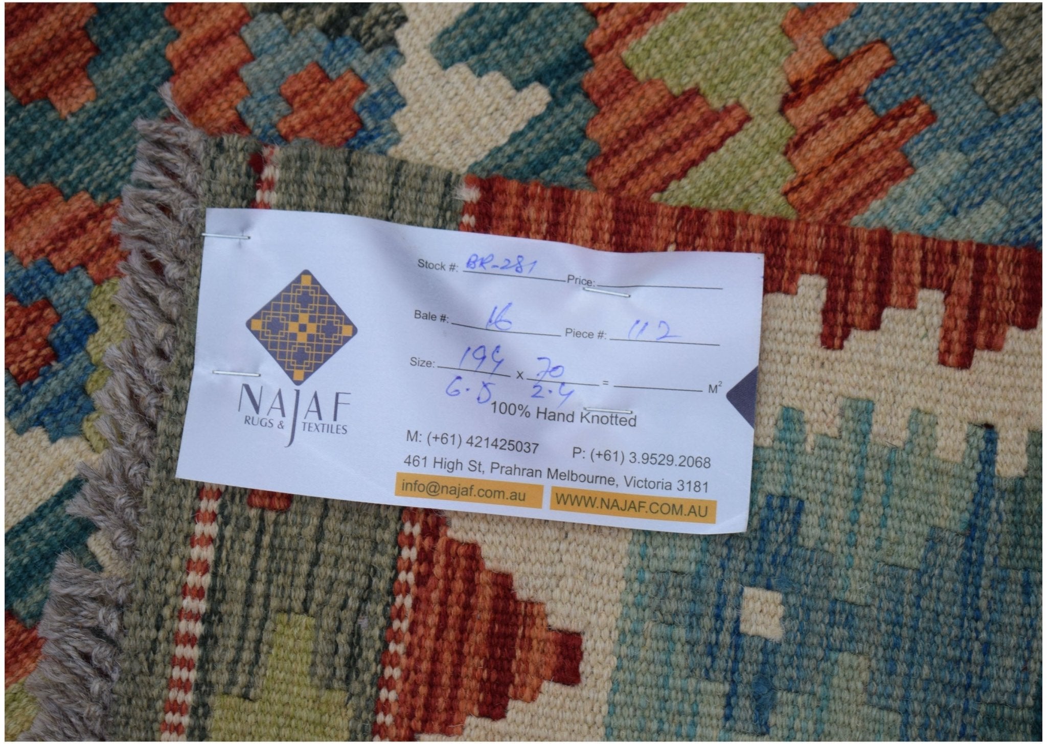 Handmade Afghan Maimana Killim Hallway Runner | 194 x 70 cm | 6'5" x 2'4" - Najaf Rugs & Textile