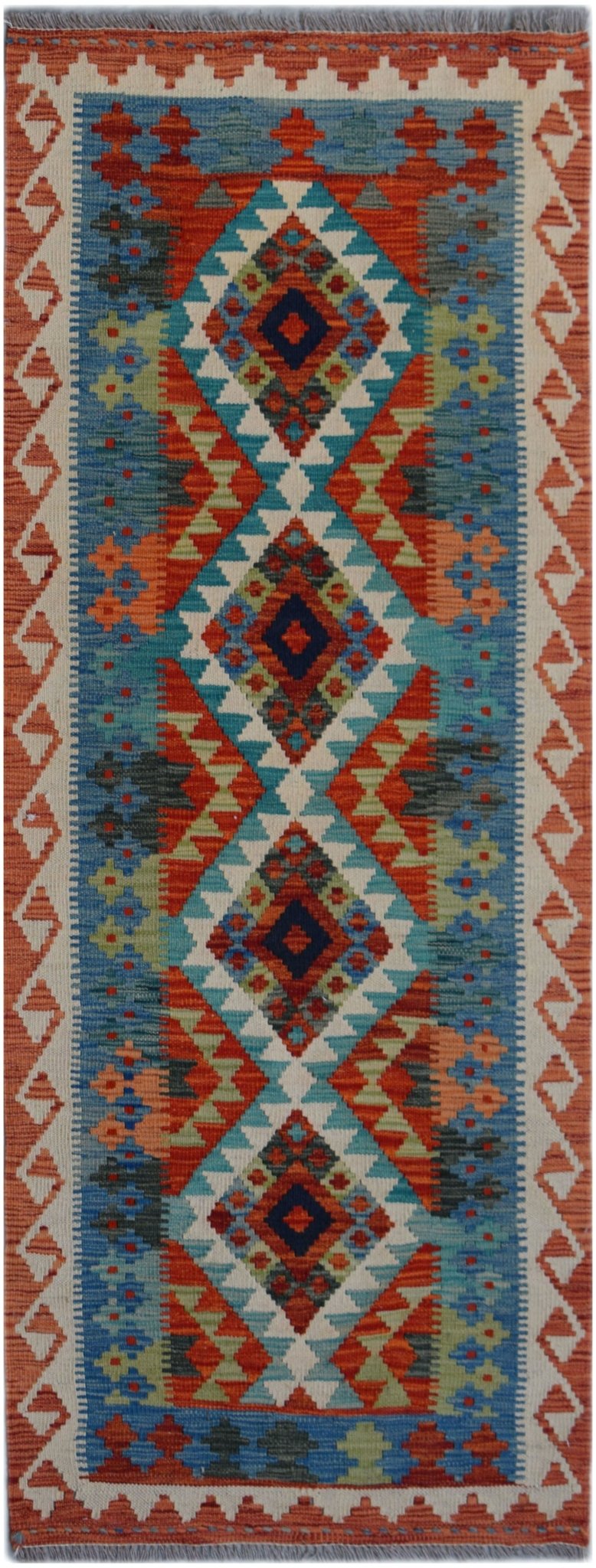 Handmade Afghan Maimana Killim Hallway Runner | 194 x 74 cm | 6'4" x 2'5" - Najaf Rugs & Textile