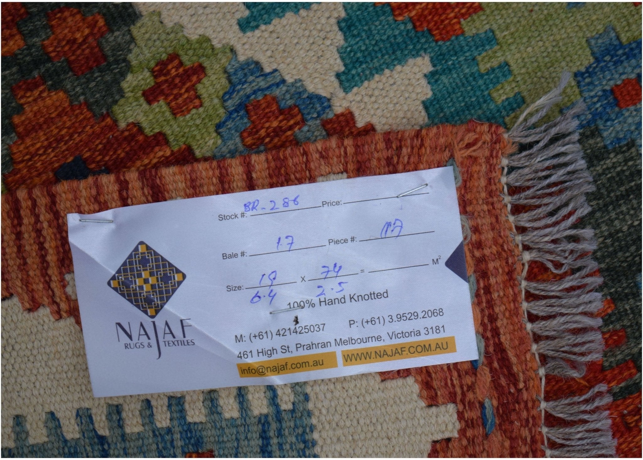 Handmade Afghan Maimana Killim Hallway Runner | 194 x 74 cm | 6'4" x 2'5" - Najaf Rugs & Textile