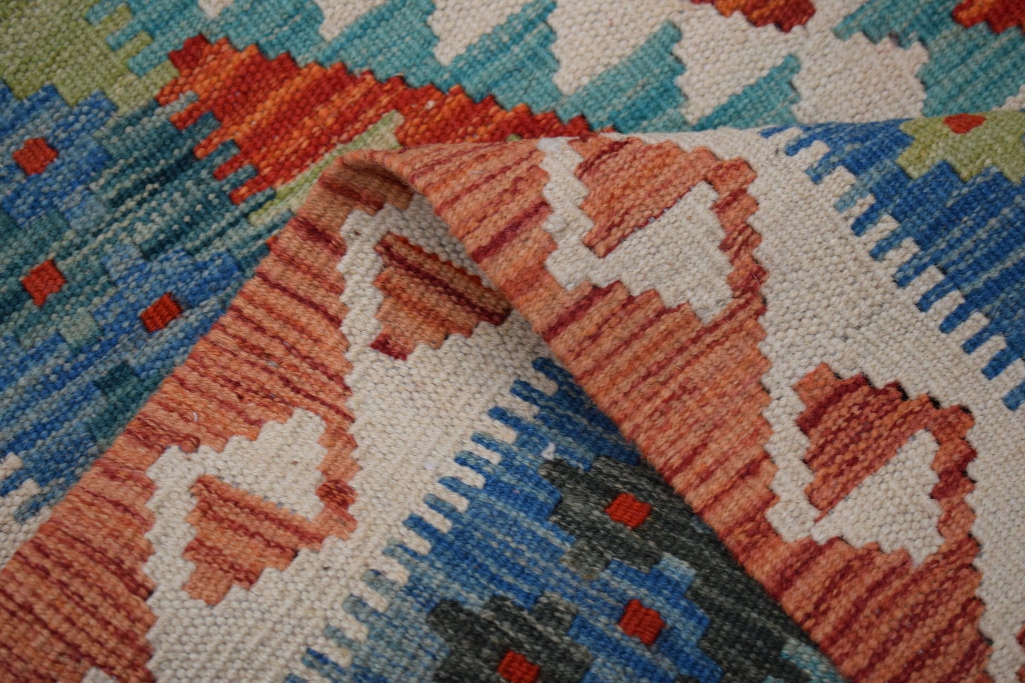 Handmade Afghan Maimana Killim Hallway Runner | 194 x 74 cm | 6'4" x 2'5" - Najaf Rugs & Textile