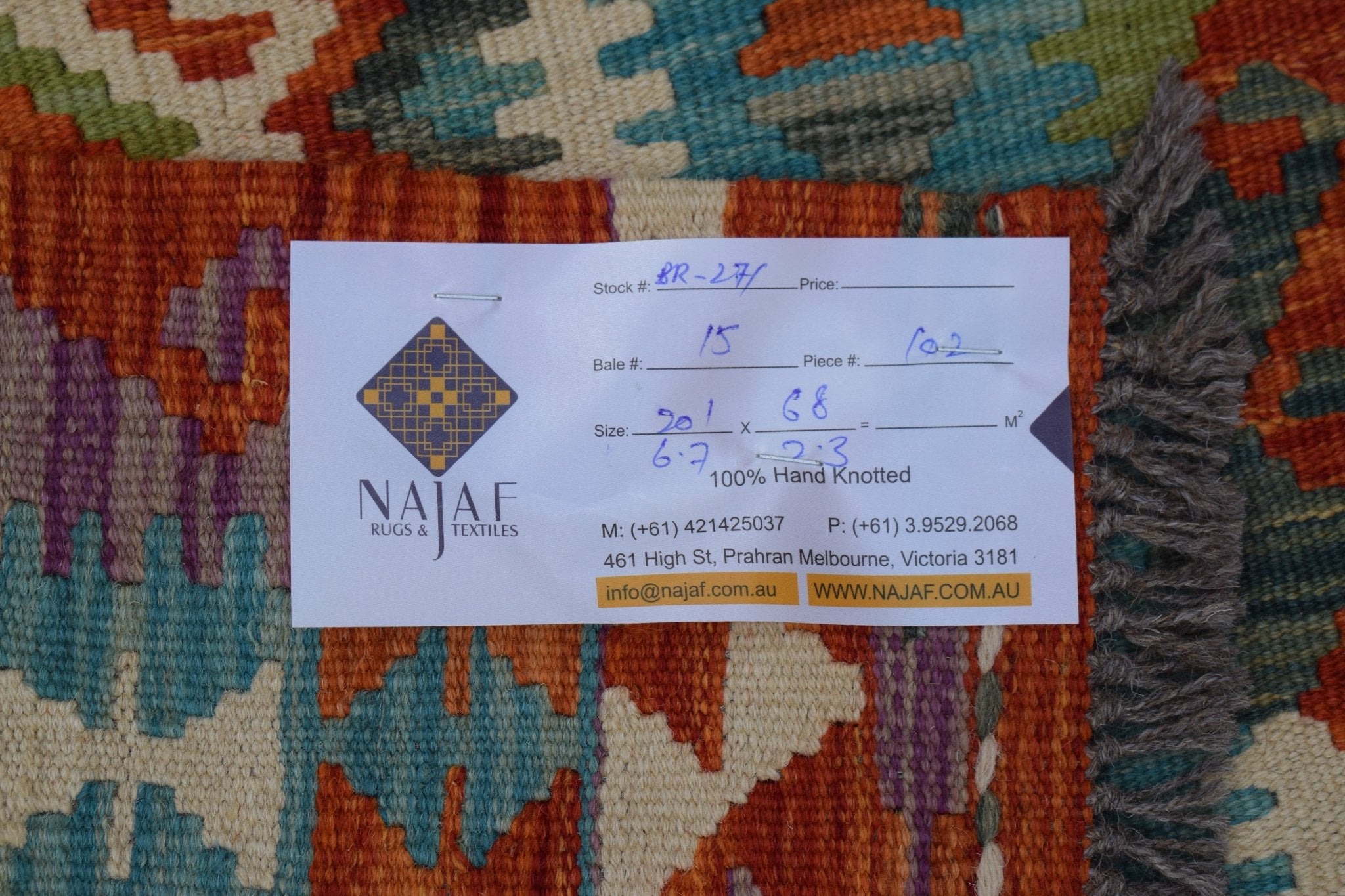 Handmade Afghan Maimana Killim Hallway Runner | 201 x 68 cm | 6'7" x 2'2" - Najaf Rugs & Textile