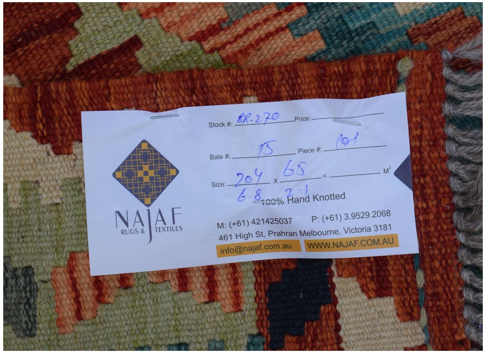 Handmade Afghan Maimana Killim Hallway Runner | 204 x 65 cm | 6'8" x 2'1" - Najaf Rugs & Textile