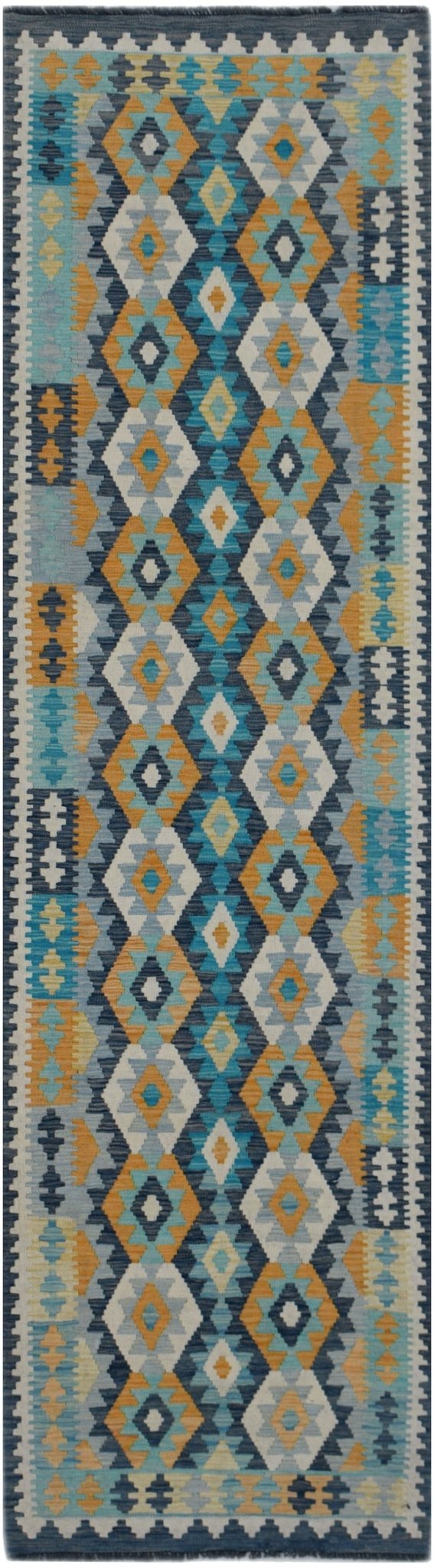 Handmade Afghan Maimana Killim Hallway Runner | 294 x 79 cm | 9'8" x 2'7" - Najaf Rugs & Textile