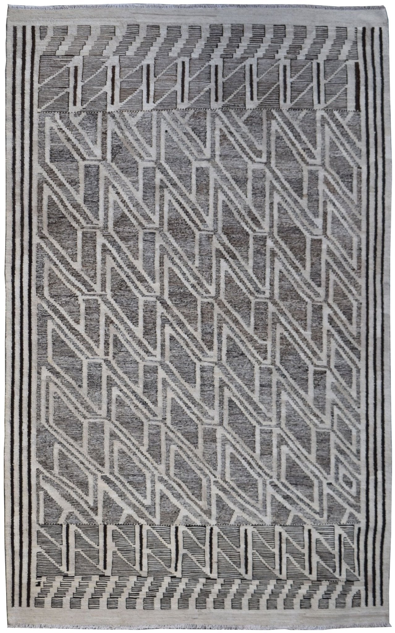 Handmade Afghan Natural Maiamana Kilim | 291 x 206 cm | 9'7" x 6'7" - Najaf Rugs & Textile