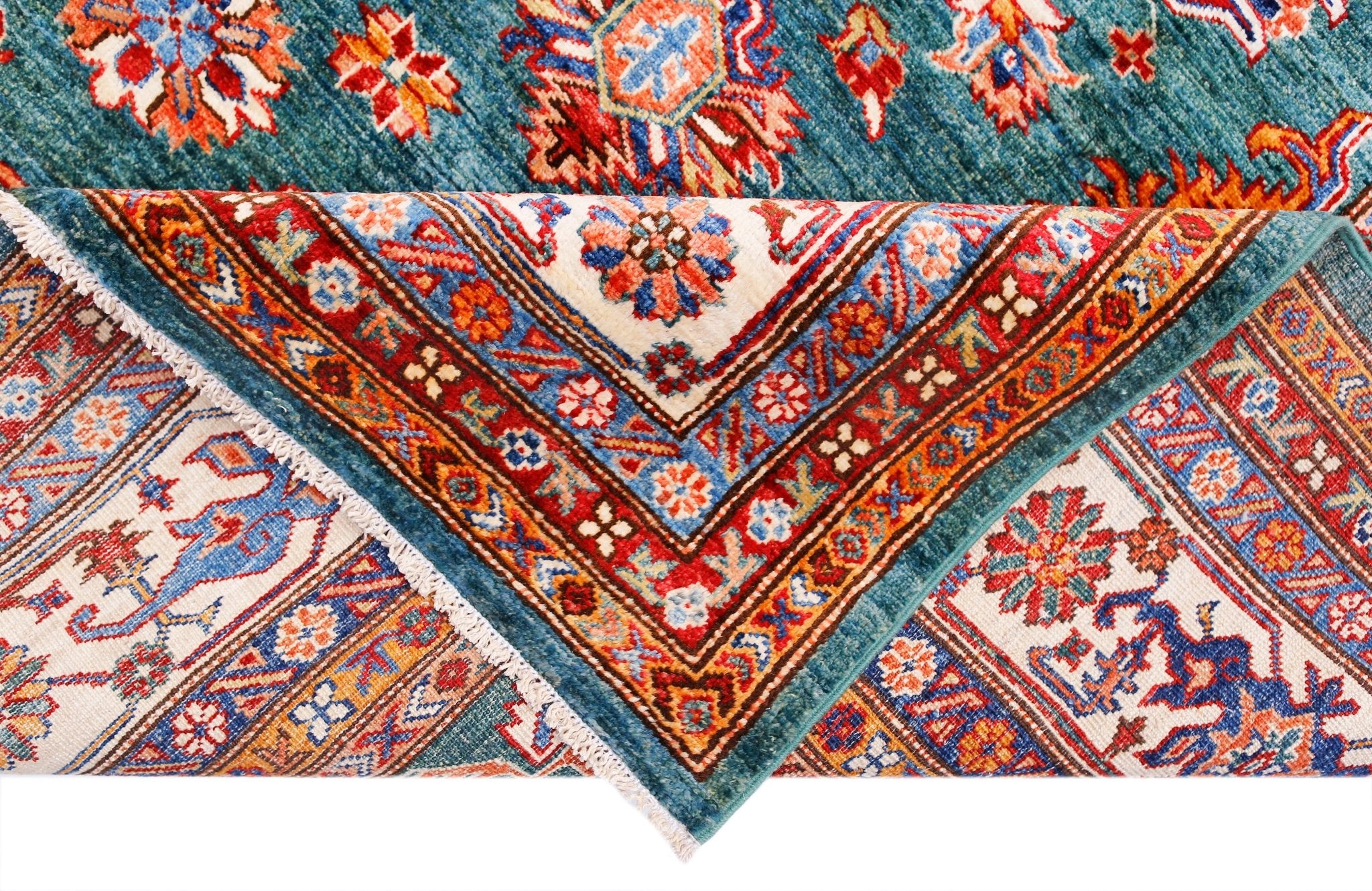 Handmade Afghan Super Kazakh Rug | 285 x 244 cm | 9'5" x 8' - Najaf Rugs & Textile
