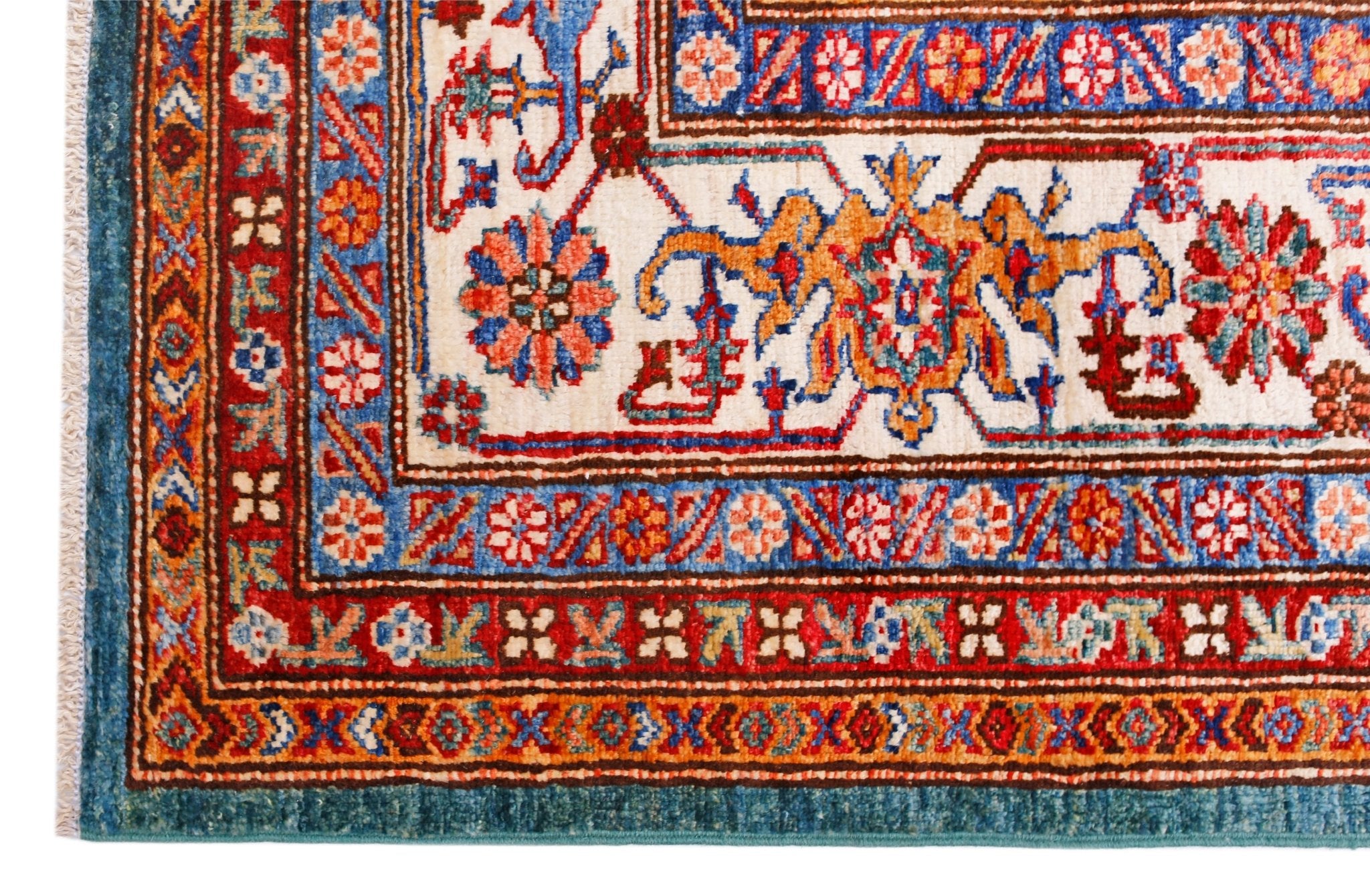 Handmade Afghan Super Kazakh Rug | 285 x 244 cm | 9'5" x 8' - Najaf Rugs & Textile