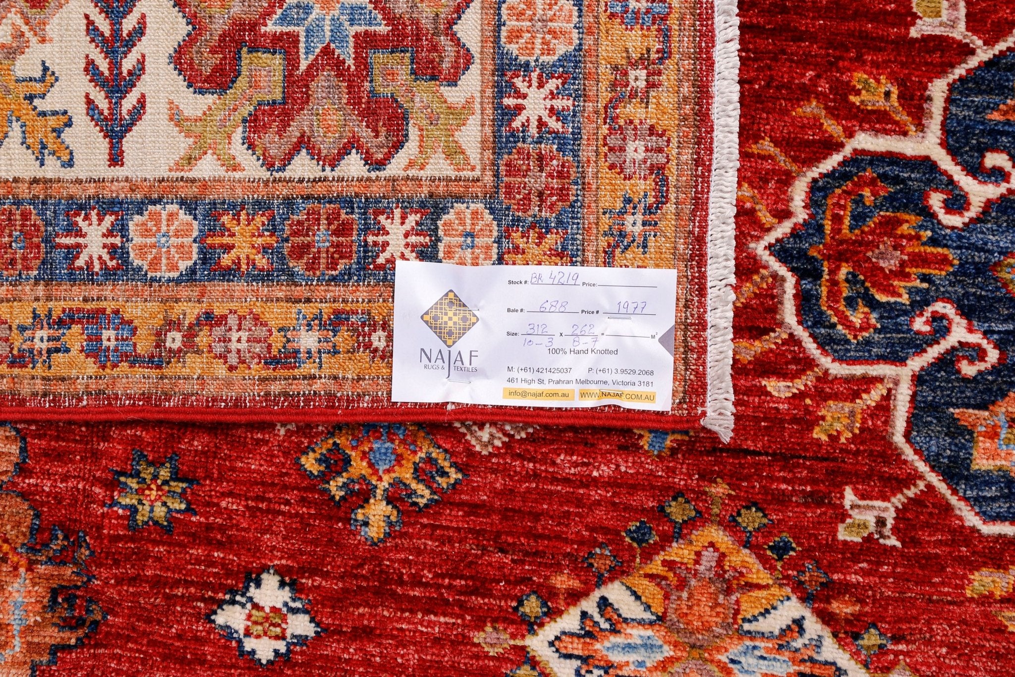 Handmade Afghan Super Kazakh Rug | 312 x 262 cm | 10'3" x 8'7" - Najaf Rugs & Textile