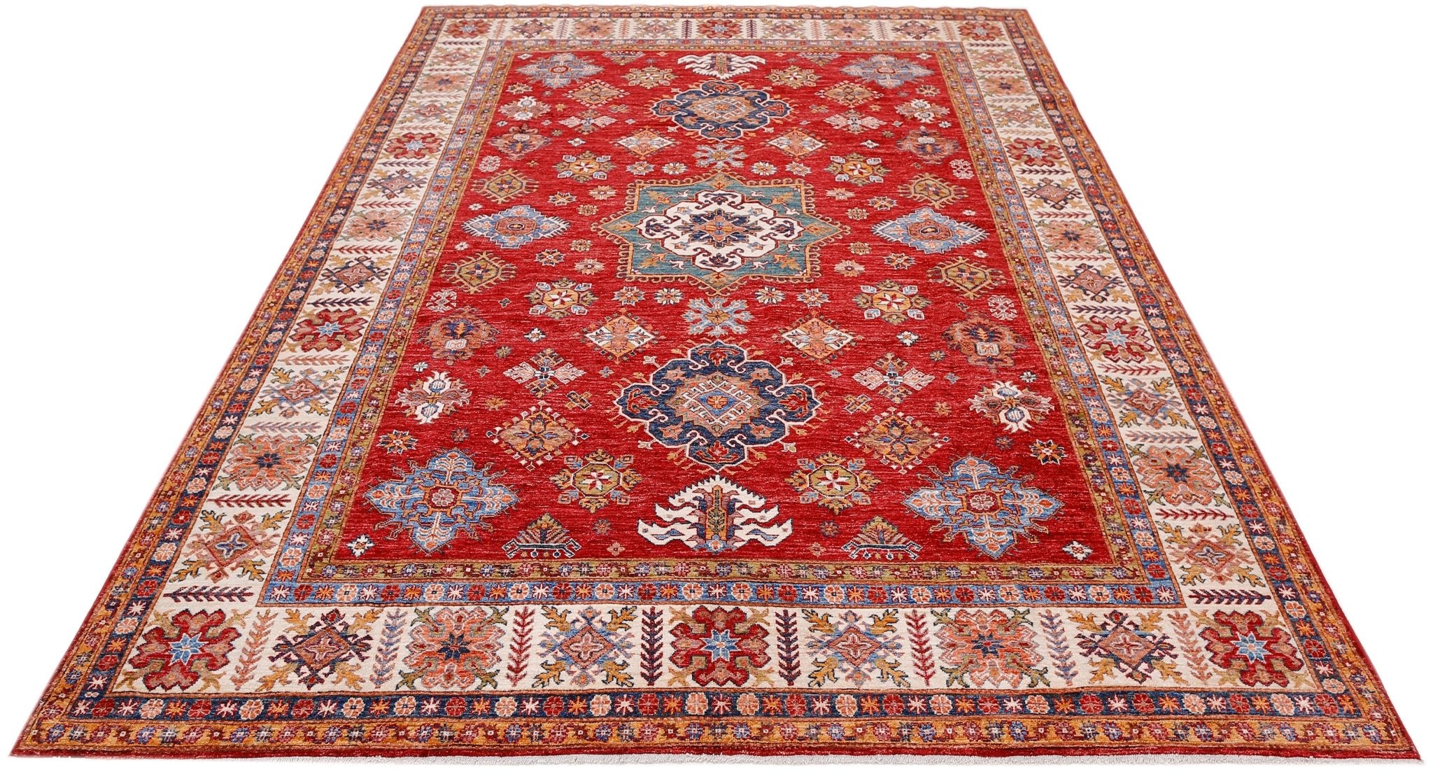 Handmade Afghan Super Kazakh Rug | 312 x 262 cm | 10'3" x 8'7" - Najaf Rugs & Textile