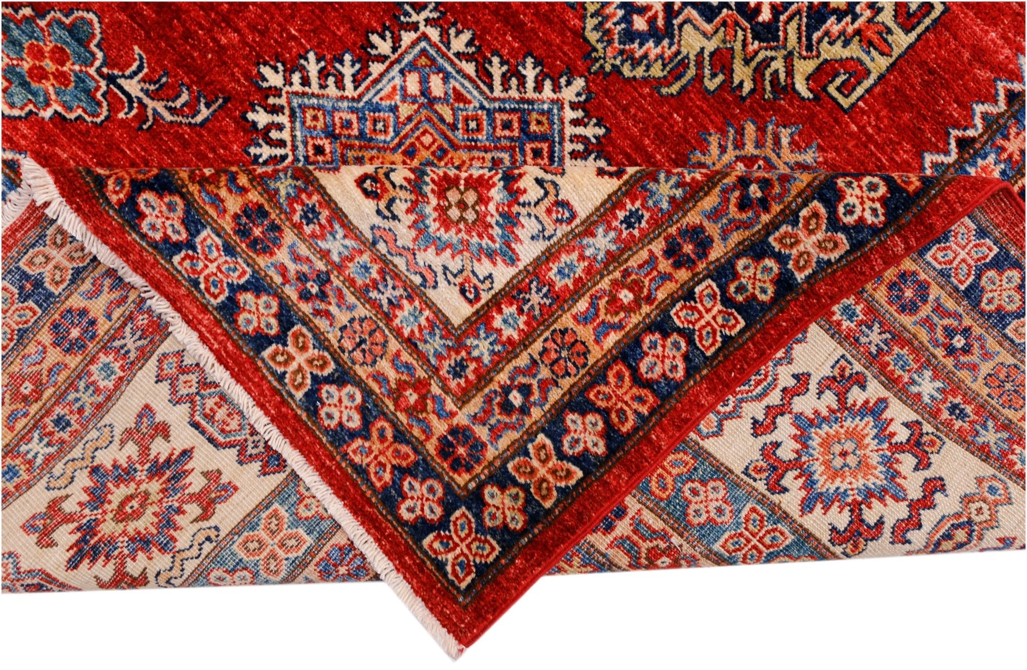 Handmade Afghan Super Kazakh Rug | 393 x 265 cm | 12'3" x 8'9" - Najaf Rugs & Textile