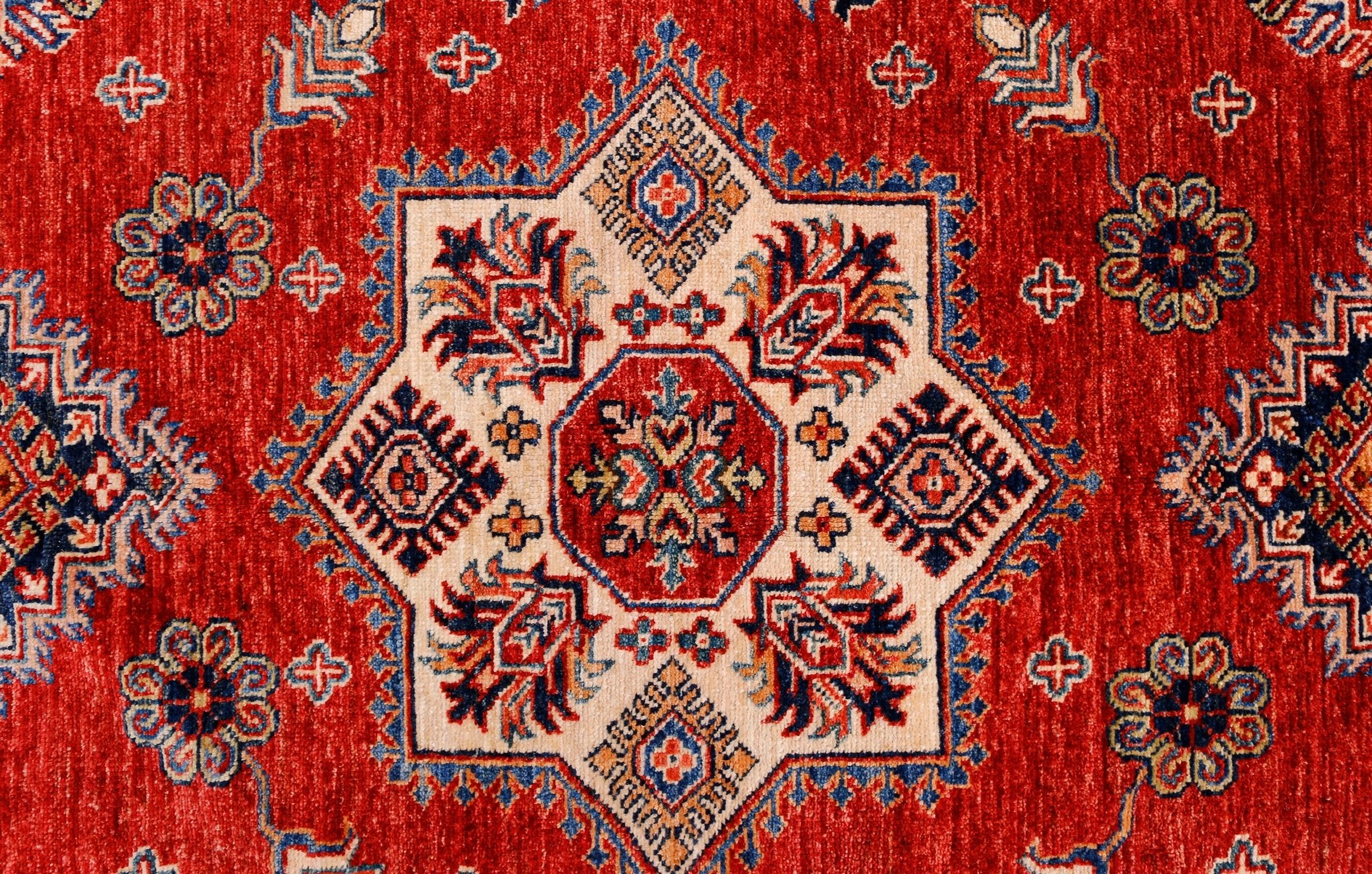 Handmade Afghan Super Kazakh Rug | 393 x 265 cm | 12'3" x 8'9" - Najaf Rugs & Textile