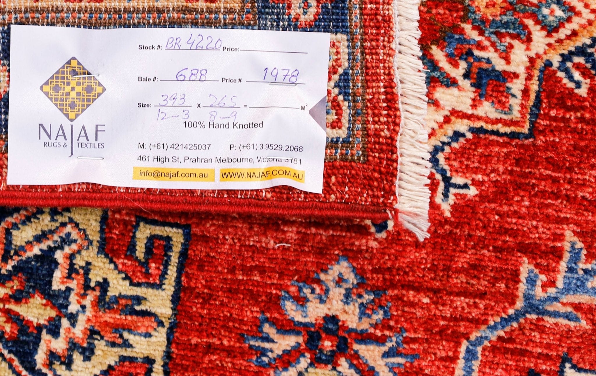 Handmade Afghan Super Kazakh Rug | 393 x 265 cm | 12'3" x 8'9" - Najaf Rugs & Textile