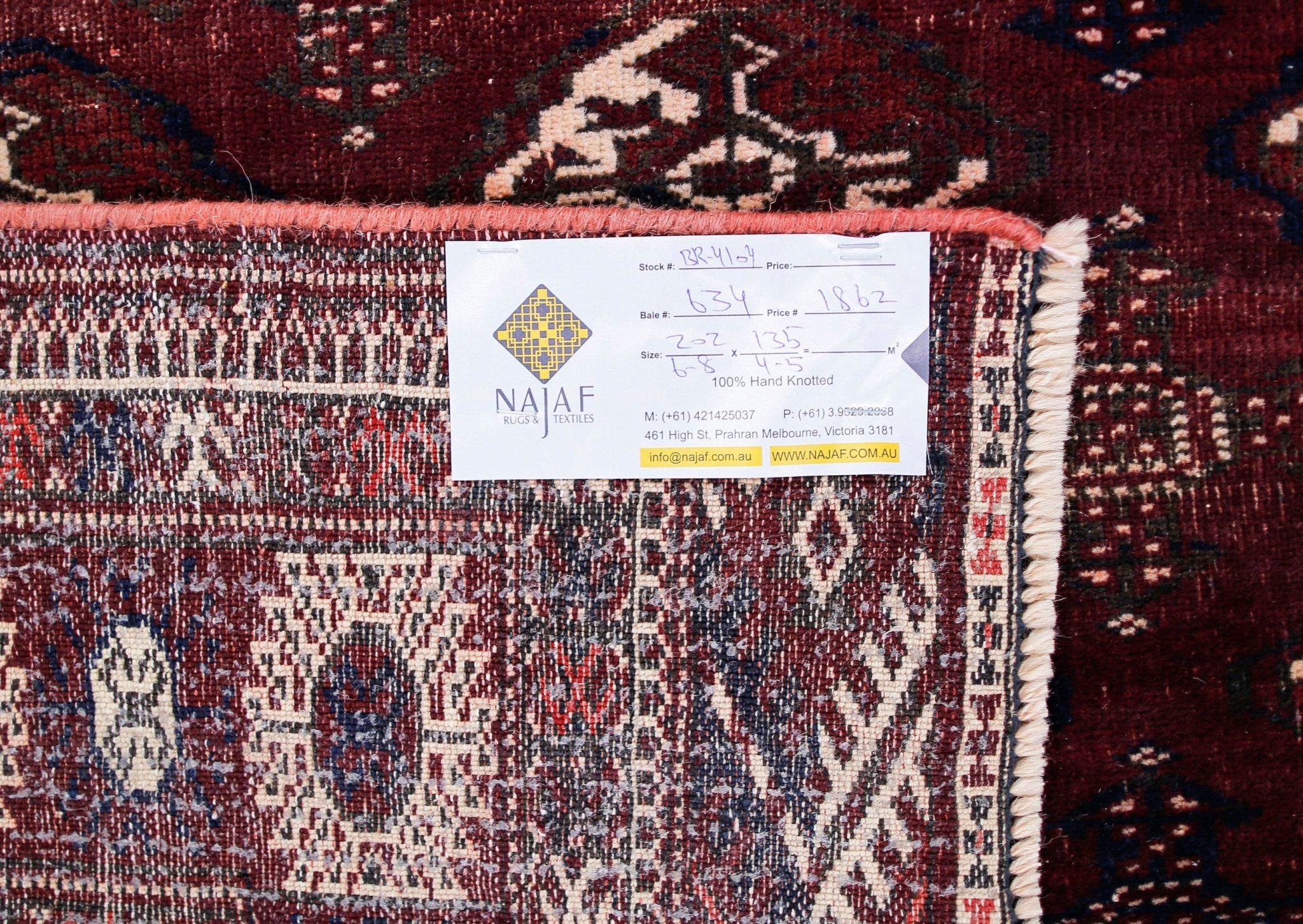 Handmade Afghan Turkmen Bokhara Rug | 202 x 135 cm | 6'8" x 4'5" - Najaf Rugs & Textile