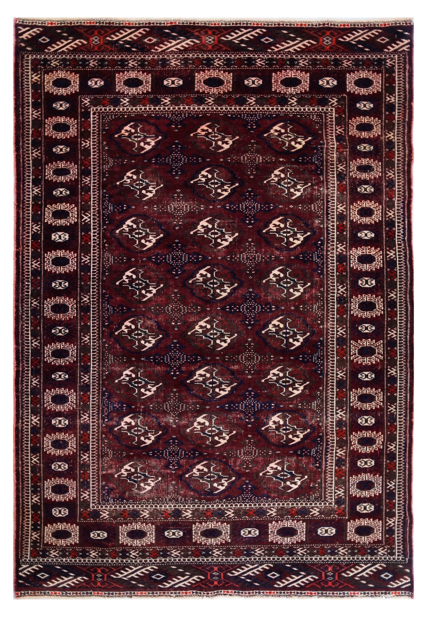Handmade Afghan Turkmen Bokhara Rug | 202 x 135 cm | 6'8" x 4'5" - Najaf Rugs & Textile