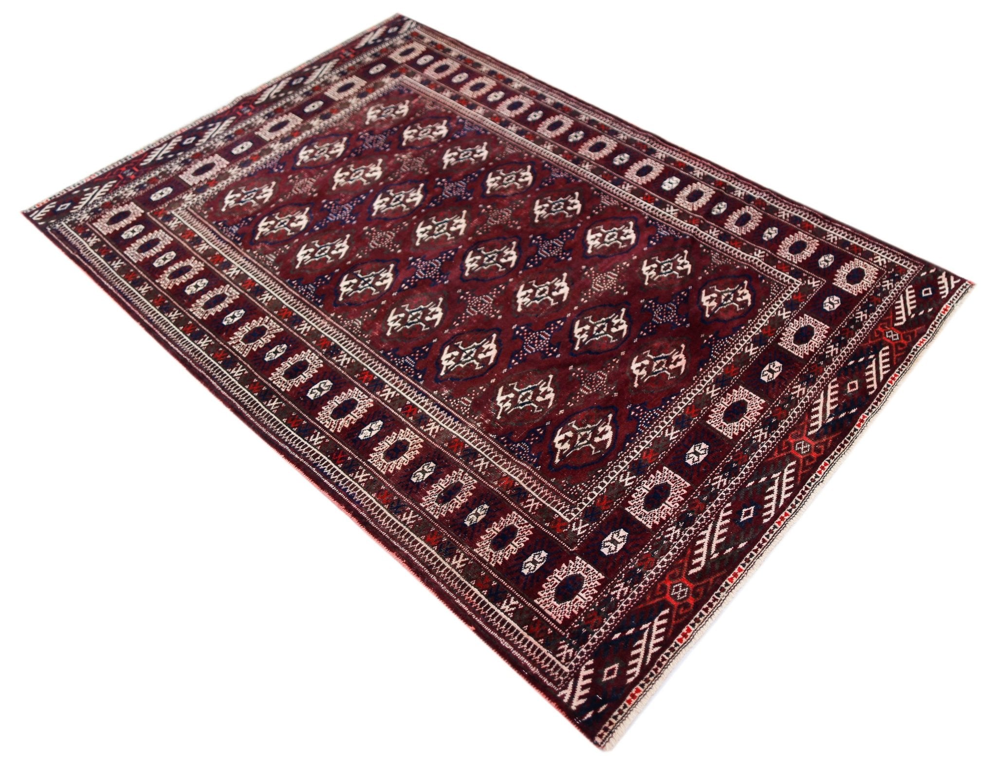 Handmade Afghan Turkmen Bokhara Rug | 202 x 135 cm | 6'8" x 4'5" - Najaf Rugs & Textile