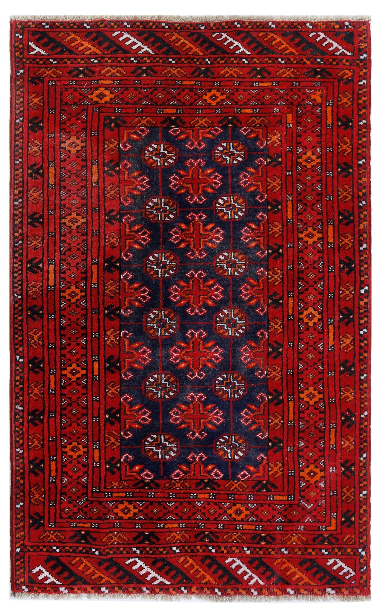 Handmade Afghan Turkmen Rug | 124 x 81 cm | 4'1" x 2'8" - Najaf Rugs & Textile