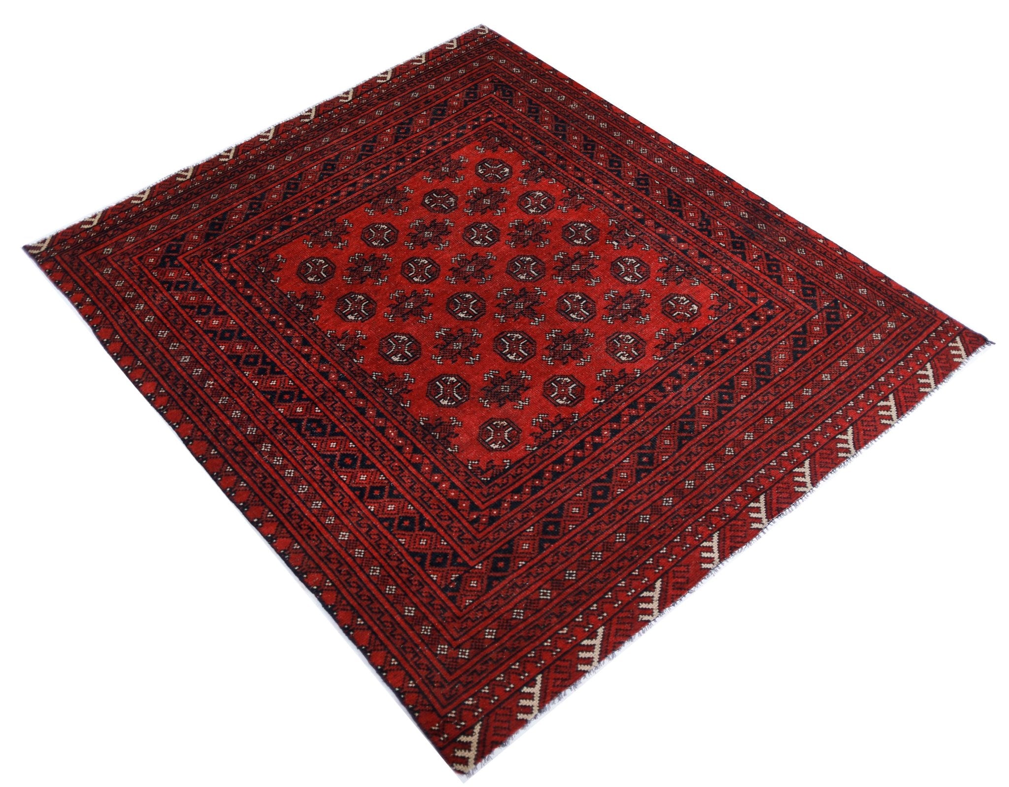 Handmade Afghan Turkmen Rug | 177 x 145 cm | 5'10" x 4'9" - Najaf Rugs & Textile