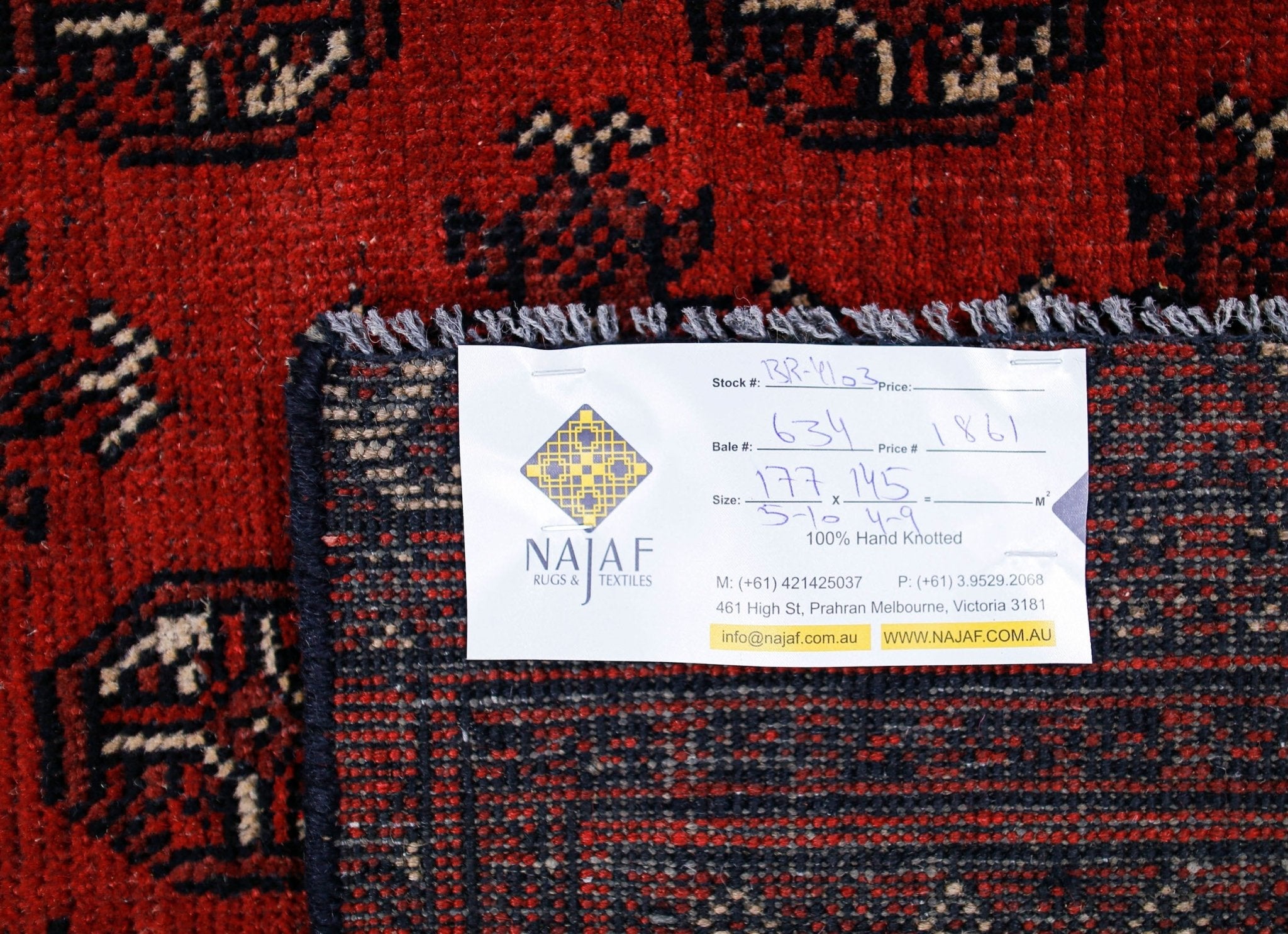 Handmade Afghan Turkmen Rug | 177 x 145 cm | 5'10" x 4'9" - Najaf Rugs & Textile