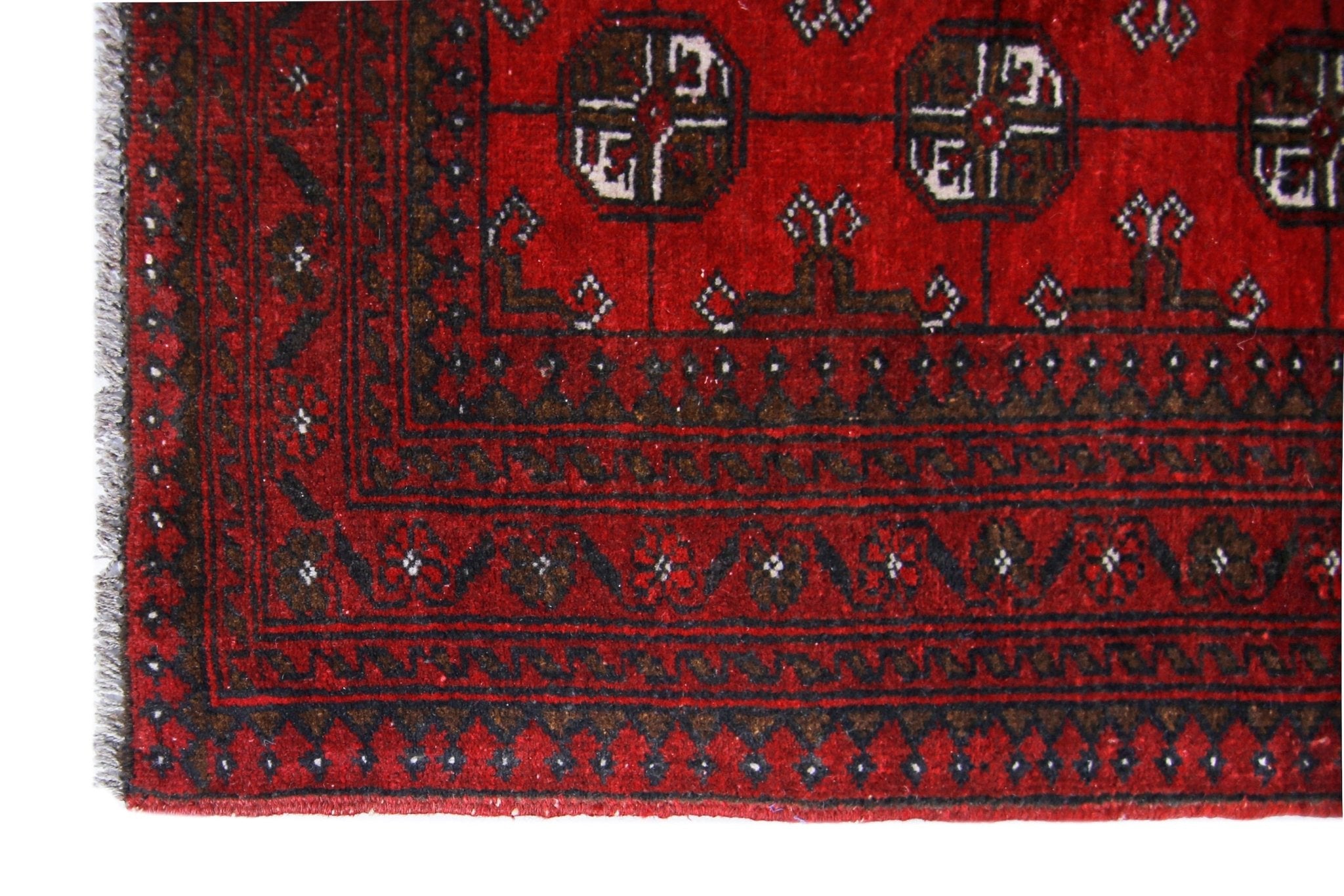 Handmade Afghan Vintage Turkmen Rug | 118 x 81 cm | 3'10" x 2'8" - Najaf Rugs & Textile