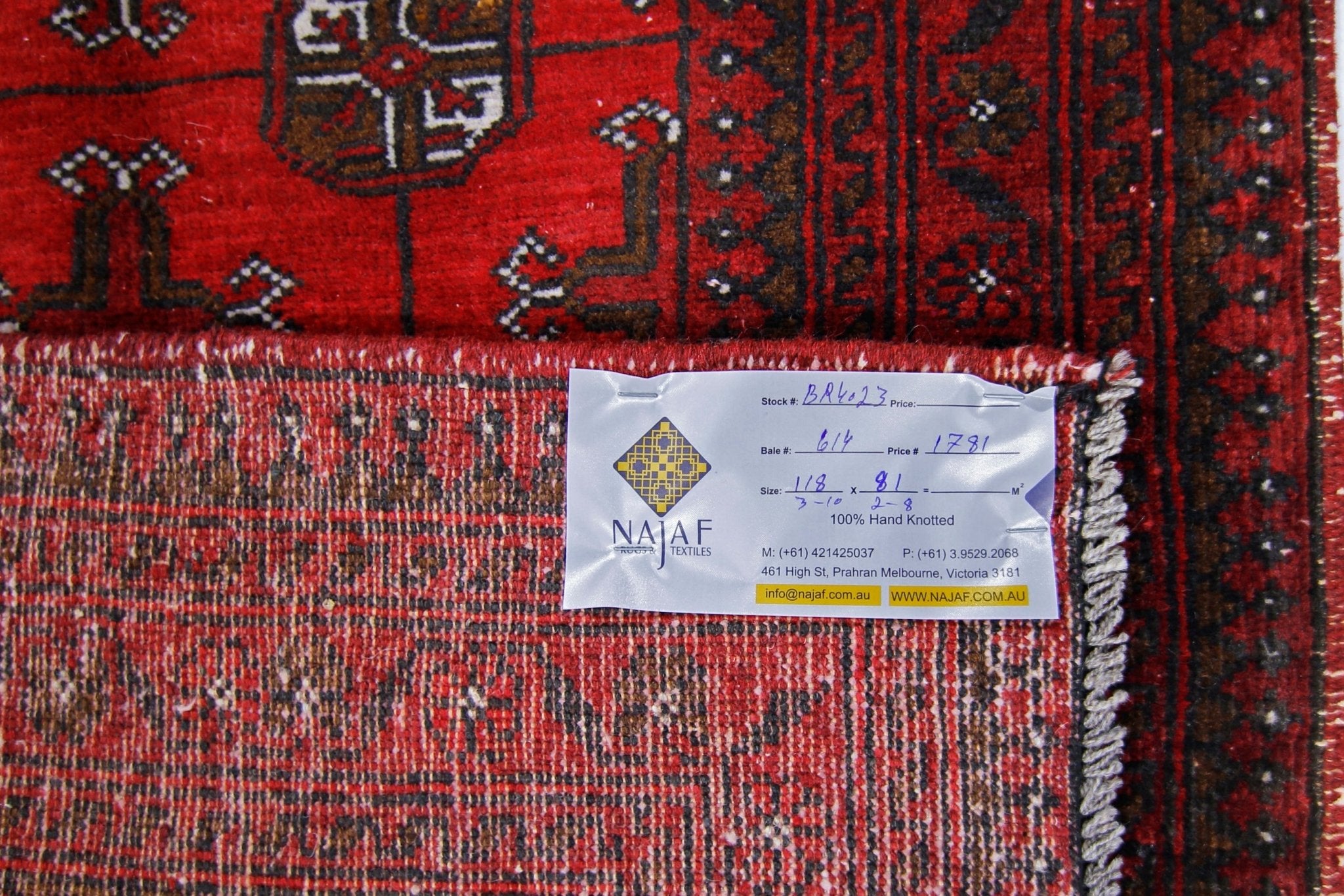 Handmade Afghan Vintage Turkmen Rug | 118 x 81 cm | 3'10" x 2'8" - Najaf Rugs & Textile