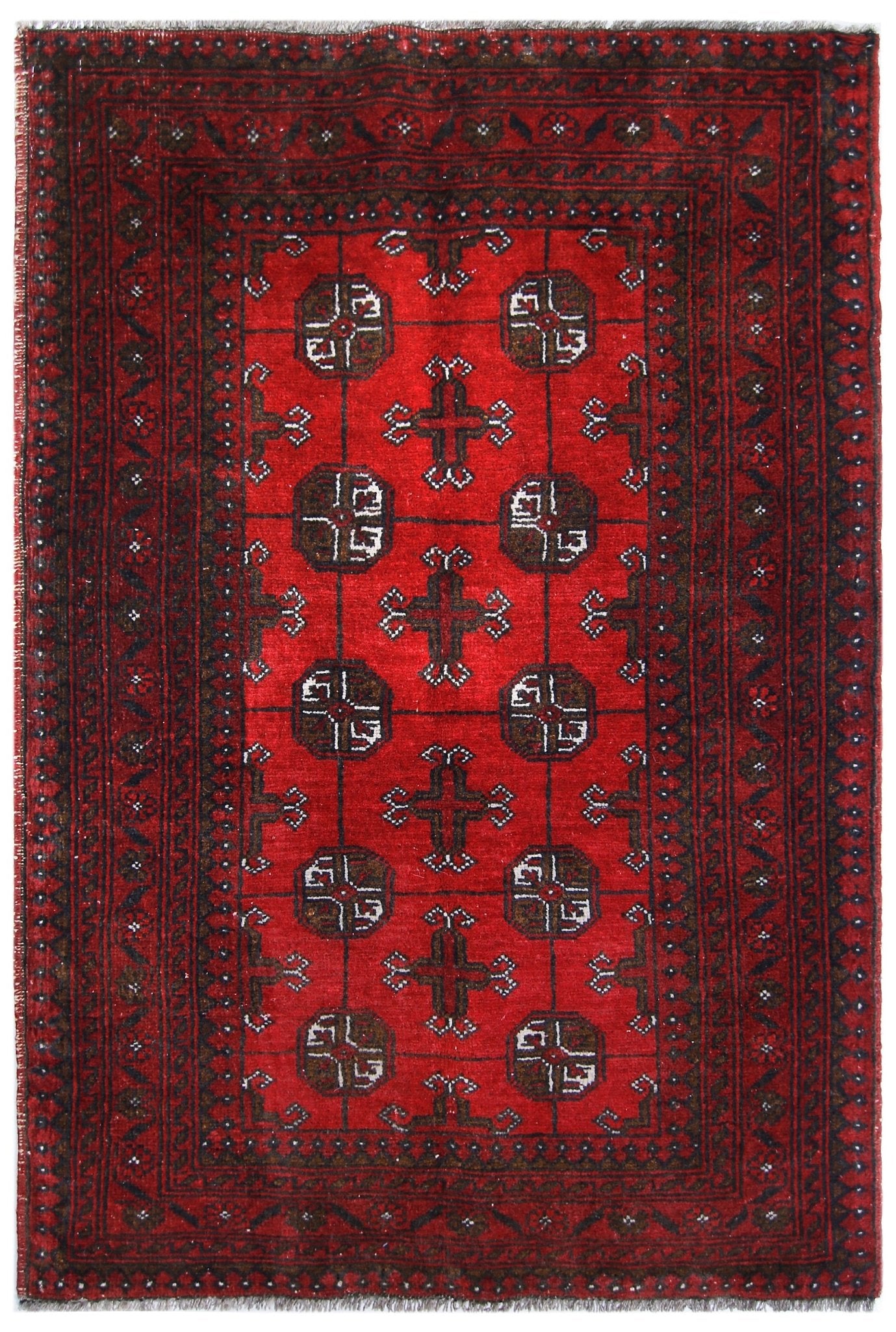 Handmade Afghan Vintage Turkmen Rug | 118 x 81 cm | 3'10" x 2'8" - Najaf Rugs & Textile