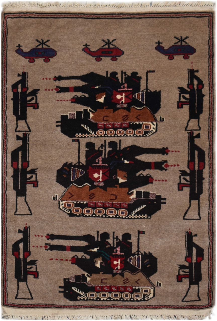 Handmade Afghan War Rug | 136 x 91 cm | 4'4" x 2'9" - Najaf Rugs & Textile