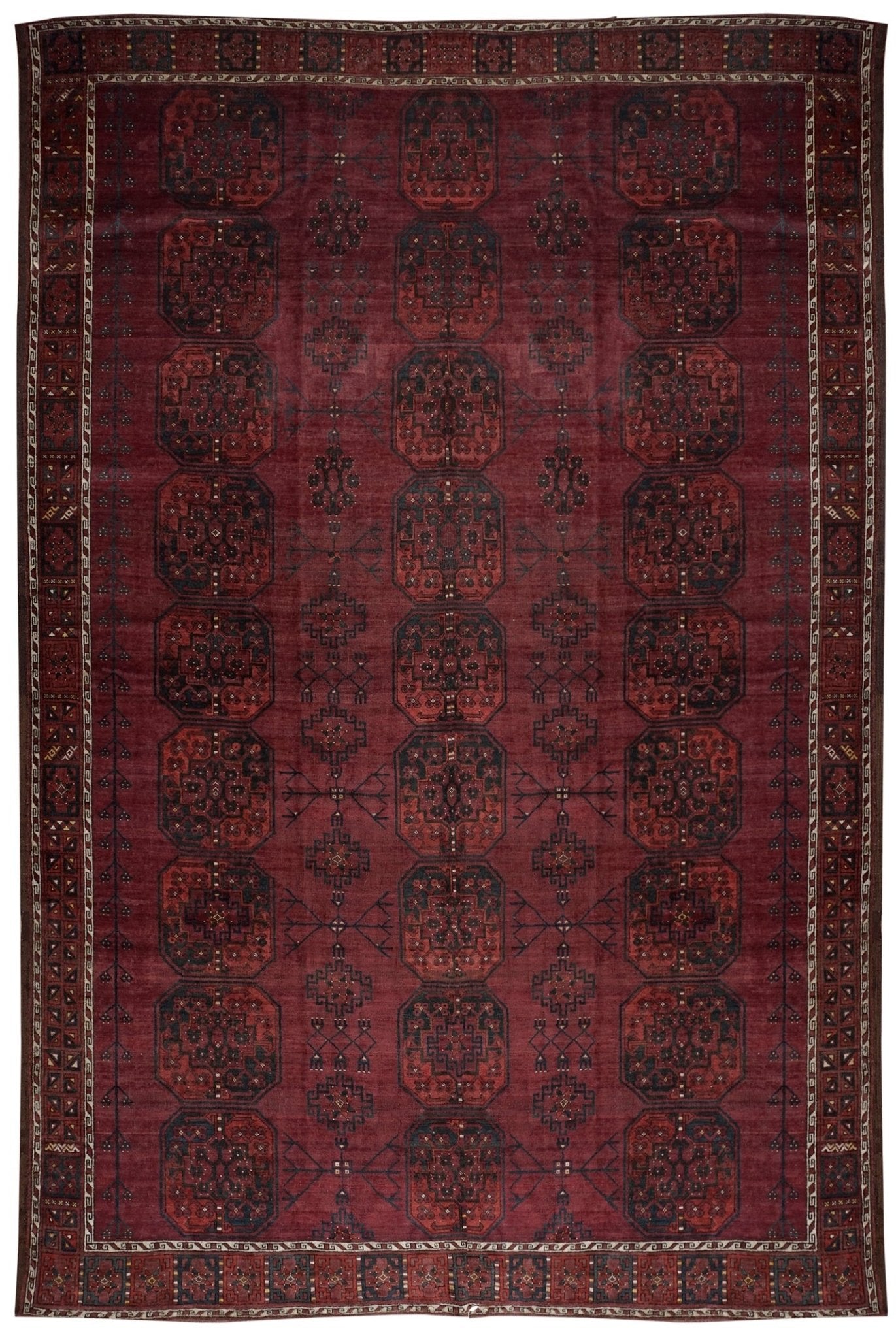 Handmade Antique Afghan Elephant's Foot Rug | 345 x 262 cm - Najaf Rugs & Textile