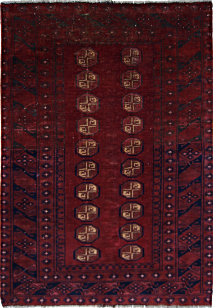 Handmade Antique Afghan Turkmen Rug | 145 x 101 cm | 4'9" x 3'3" - Najaf Rugs & Textile