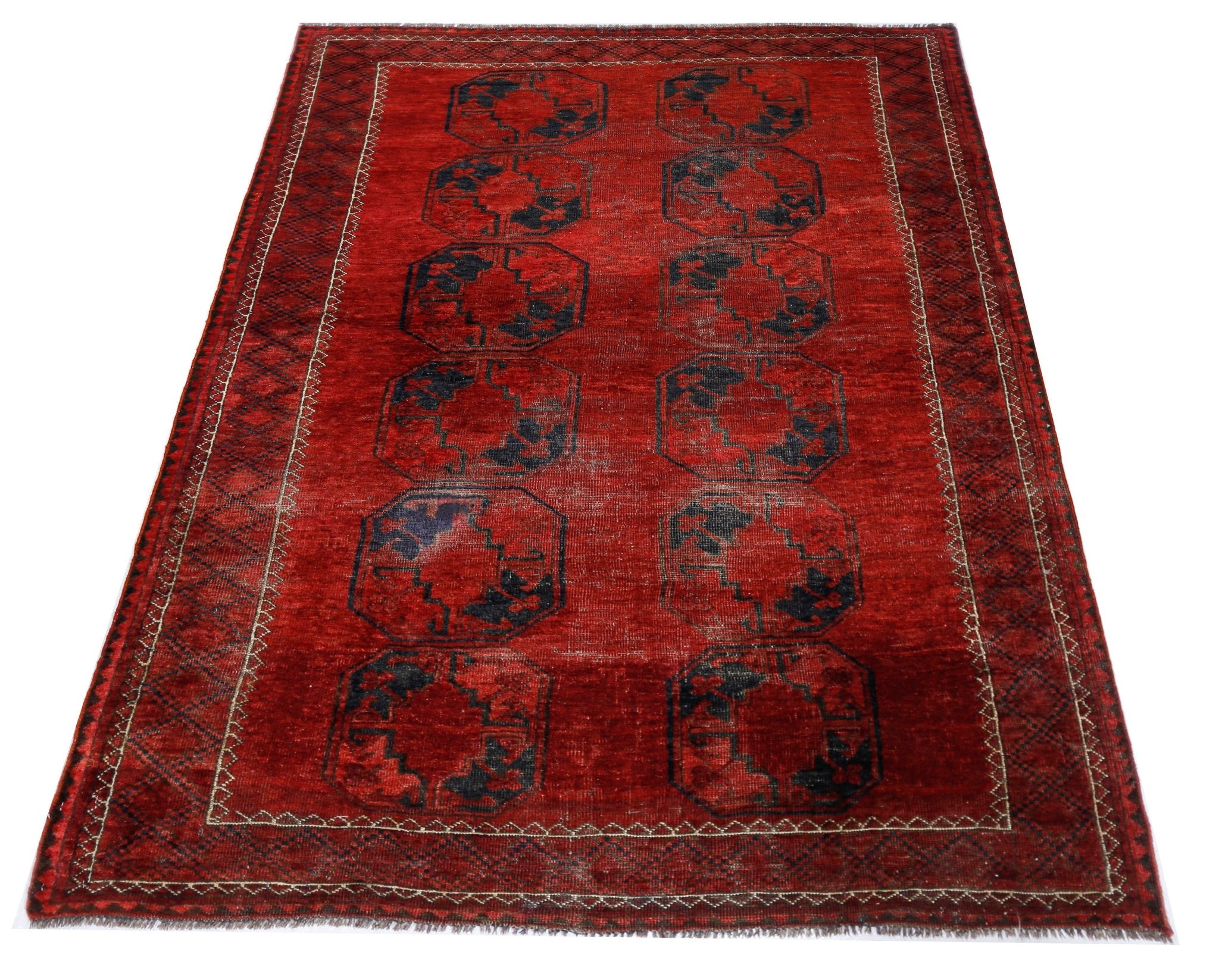 Handmade Antique Afghan Turkmen Rug | 200 x 134 cm | 6'7" x 4'5" - Najaf Rugs & Textile