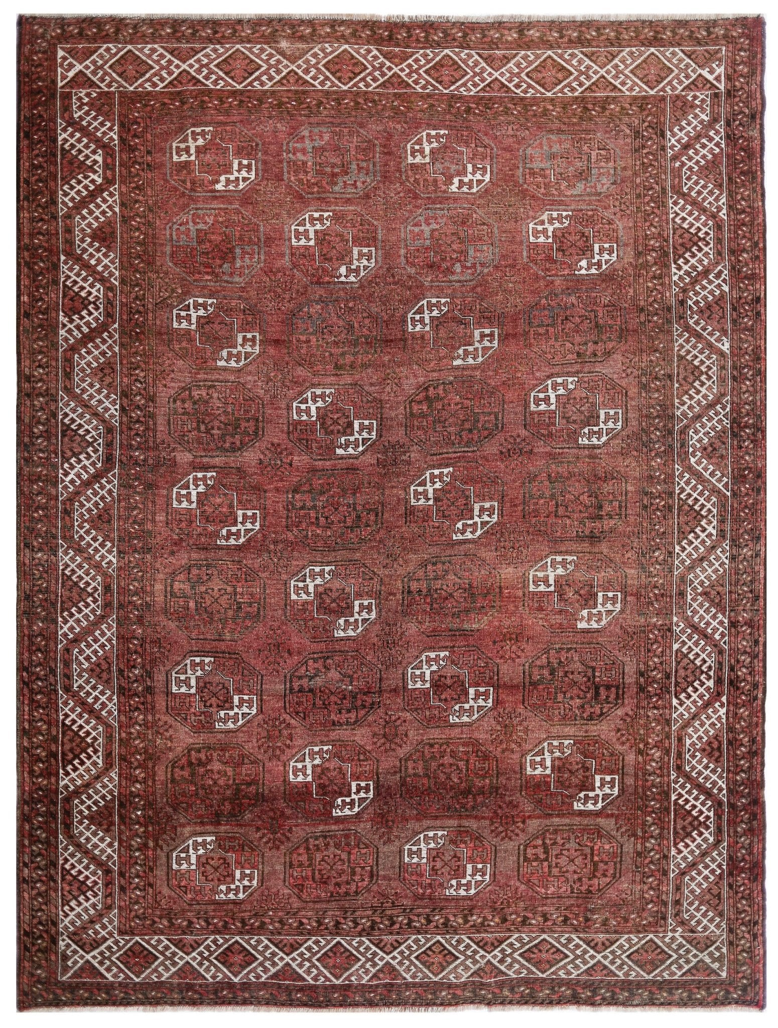 Handmade Antique Afghan Turkmen Rug | 326 x 236 cm | 10'8" x 7'9" - Najaf Rugs & Textile