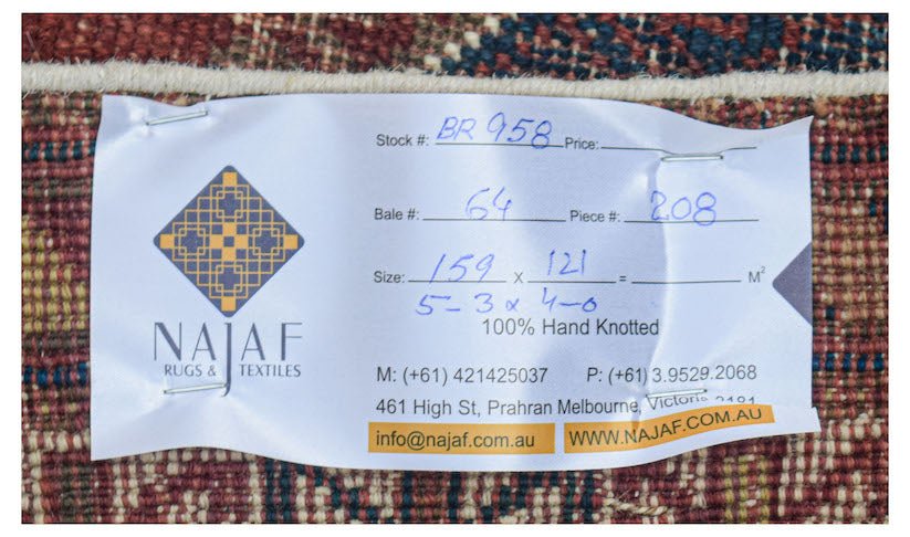 Handmade Antique Persian Rug | 159 x 121 cm | 5'3" x 4' - Najaf Rugs & Textile