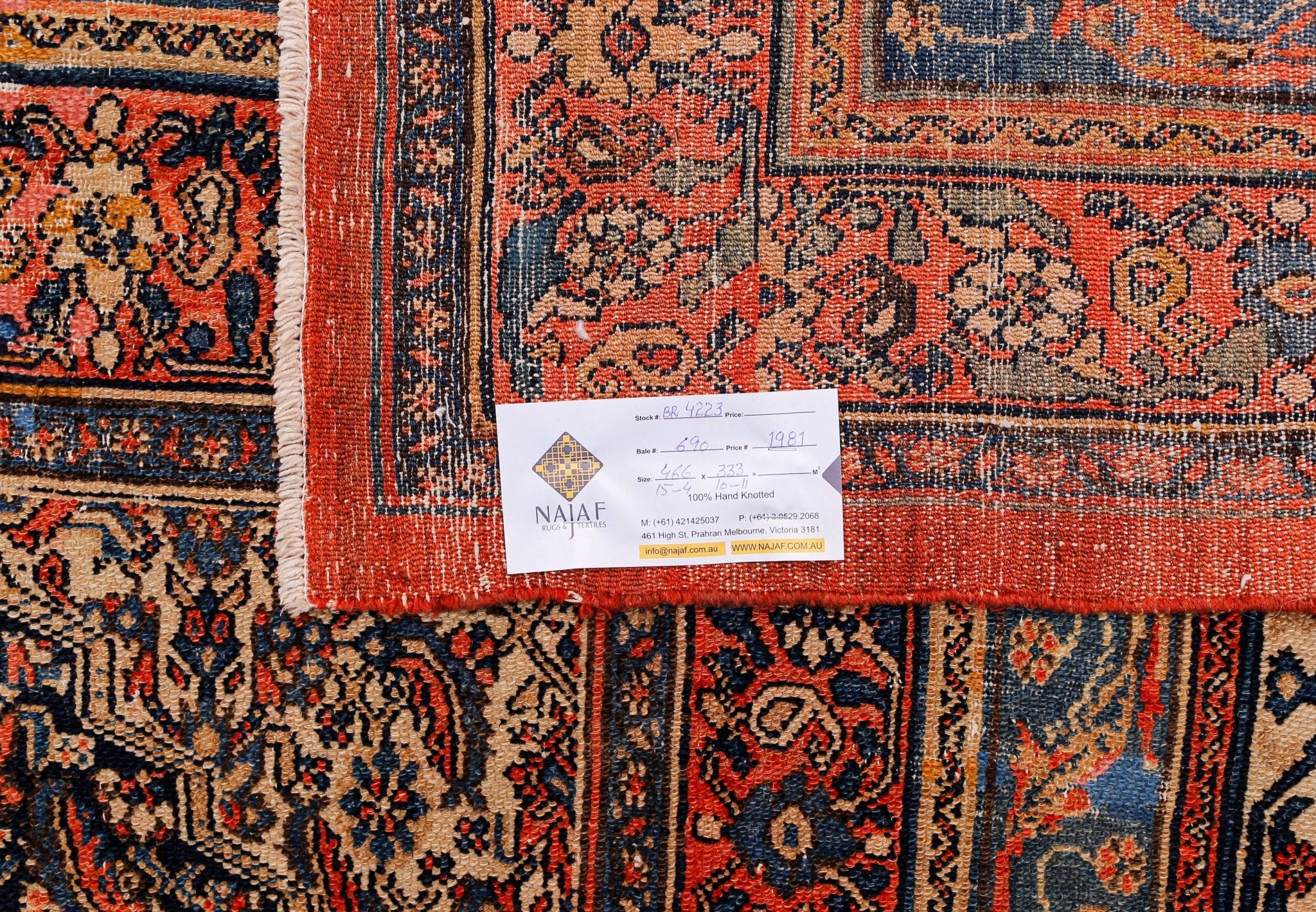 Handmade Antique Persian Saneh Rug | 470 x 336 cm | 15'4" x 11' - Najaf Rugs & Textile