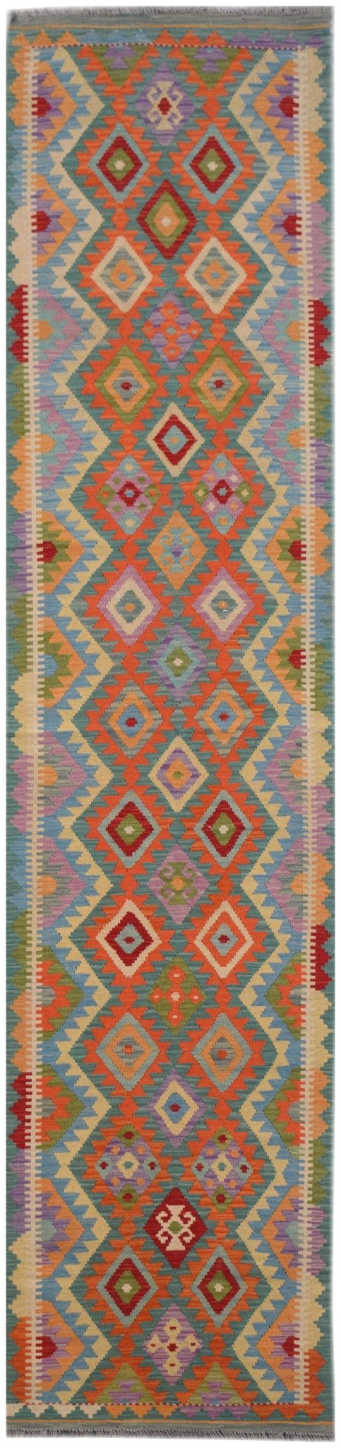 Handmade Maimana Kilim Hallway Runner | 386 x 83 cm - Najaf Rugs & Textile