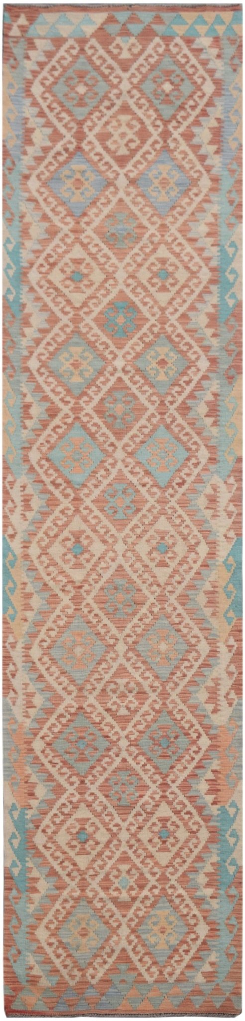 Handmade Maimana Kilim Hallway Runner | 388 x 80 cm | 12'9" x 2'7" - Najaf Rugs & Textile