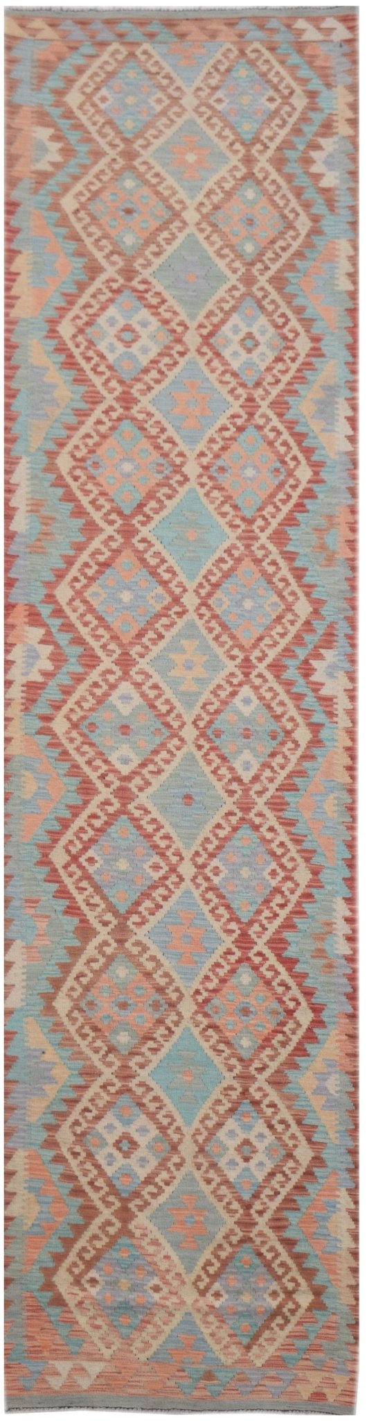 Handmade Maimana Kilim Hallway Runner | 391 x 80 cm | 12'10" x 2'8" - Najaf Rugs & Textile