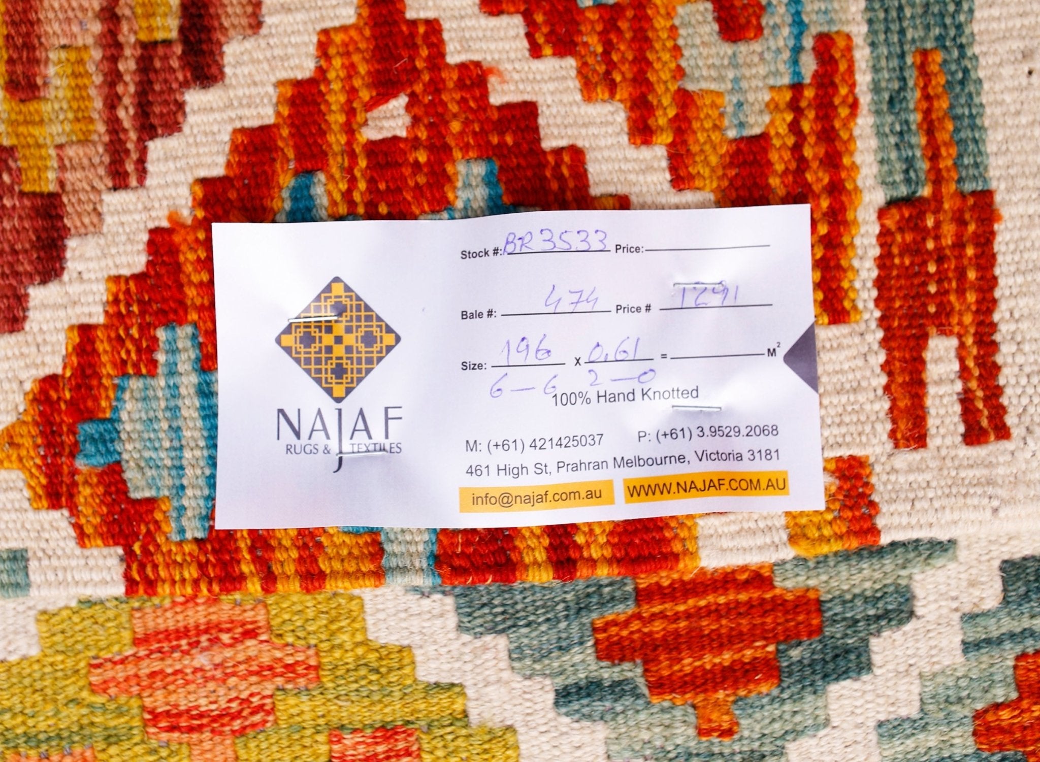 Handmade Maimana Killim Hallway Runner | 196 x 61 cm | 6'6" x 2' - Najaf Rugs & Textile