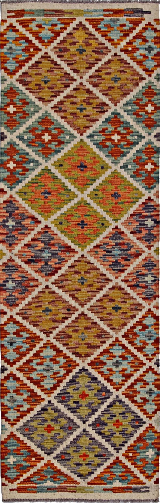 Handmade Maimana Killim Hallway Runner | 196 x 61 cm | 6'6" x 2' - Najaf Rugs & Textile