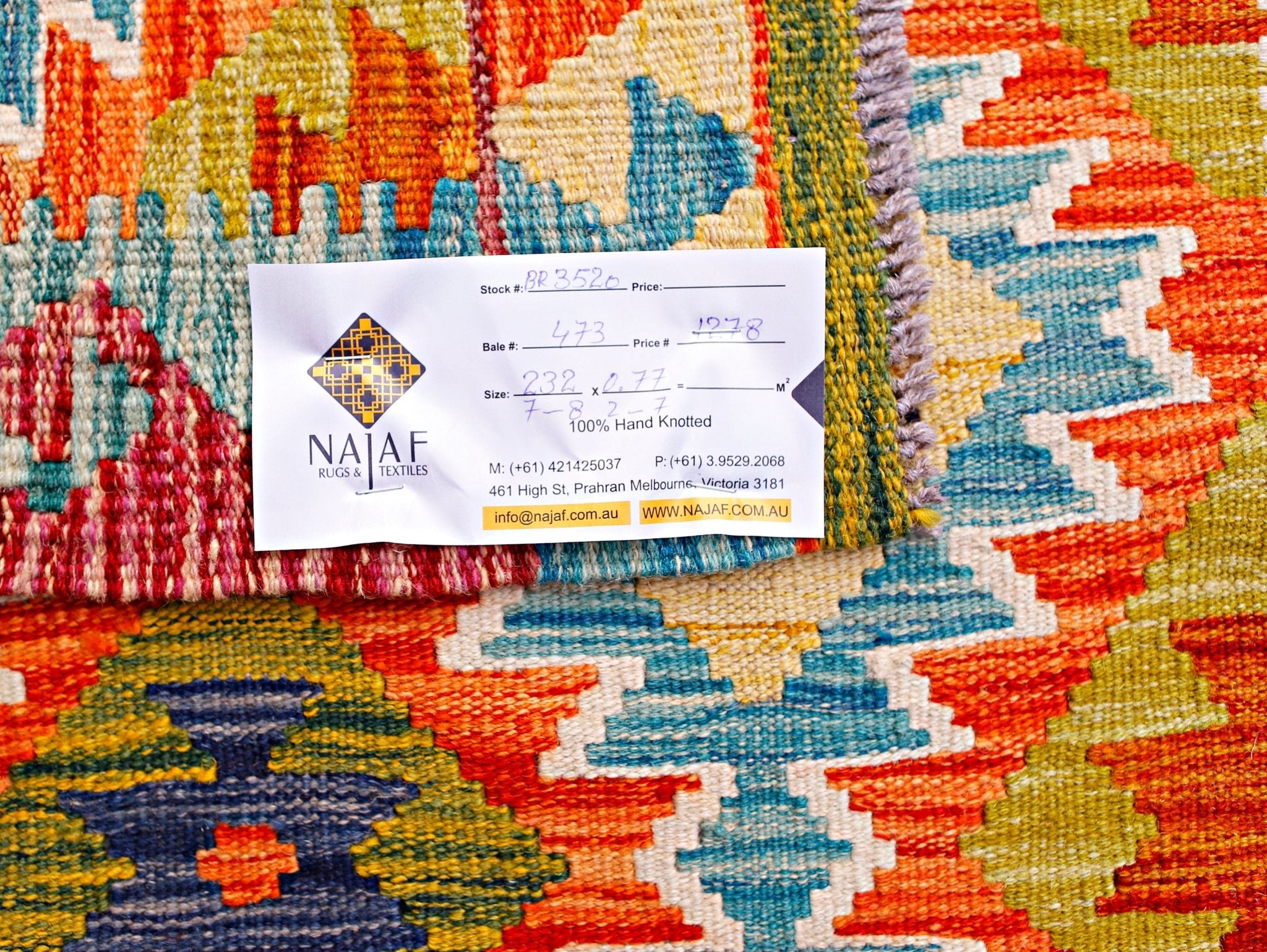 Handmade Maimana Killim Hallway Runner | 232 x 77 cm | 7'8" x 2'7" - Najaf Rugs & Textile