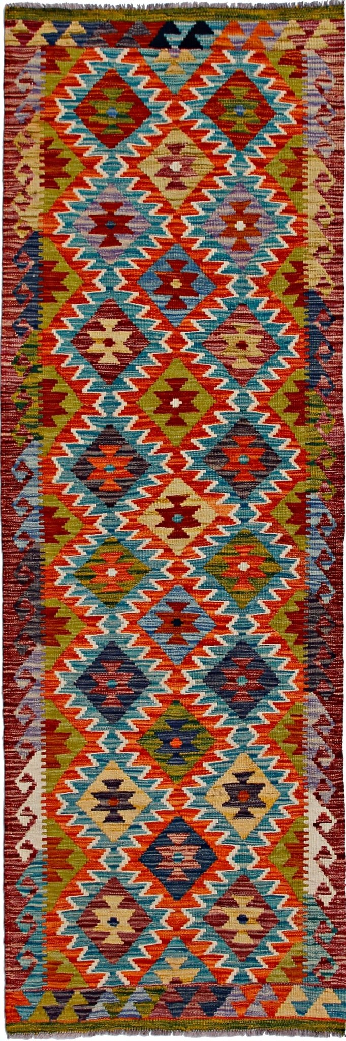 Handmade Maimana Killim Hallway Runner | 232 x 77 cm | 7'8" x 2'7" - Najaf Rugs & Textile