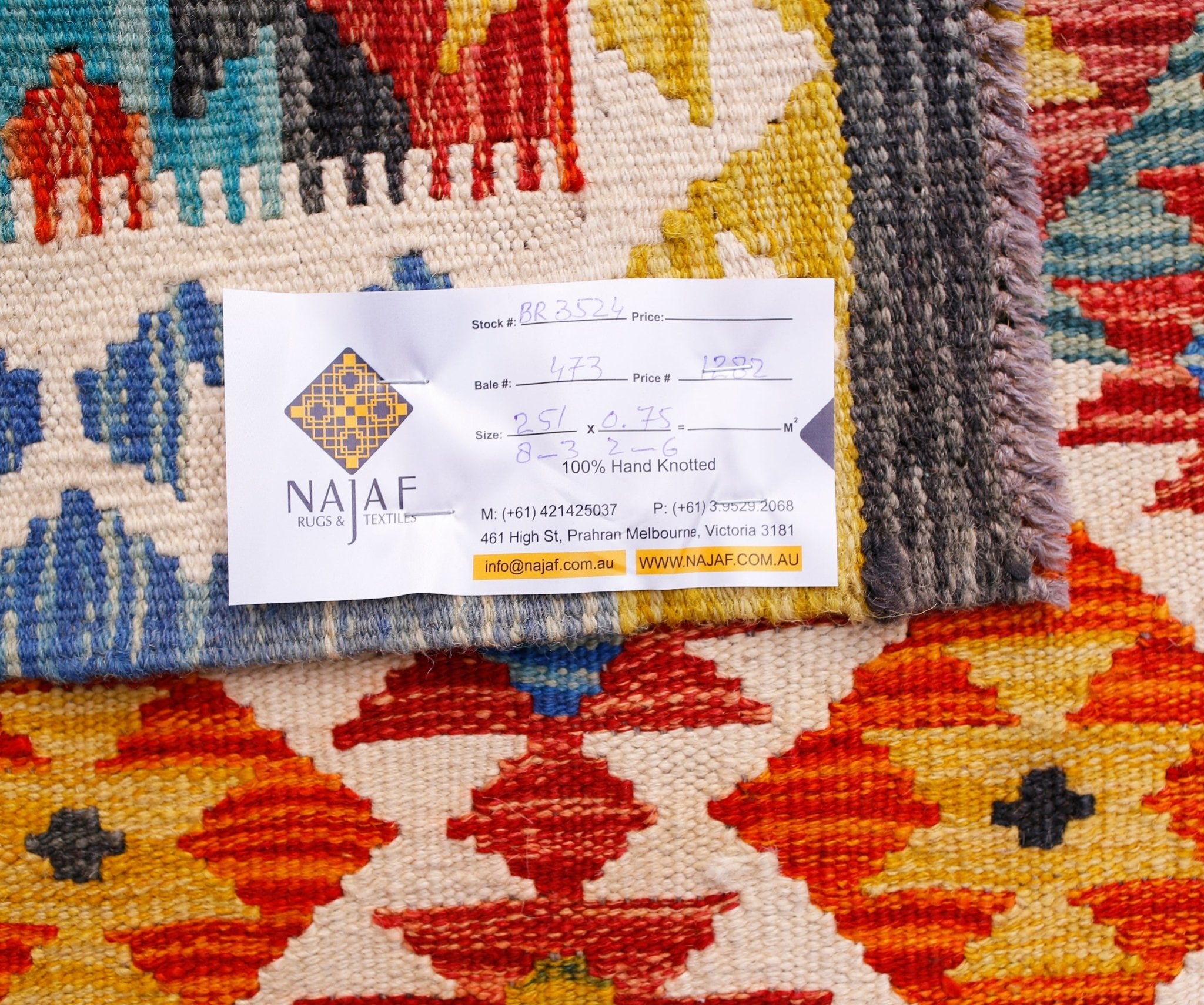 Handmade Maimana Killim Hallway Runner | 251 x 75 cm | 8'3" x 2'6" - Najaf Rugs & Textile