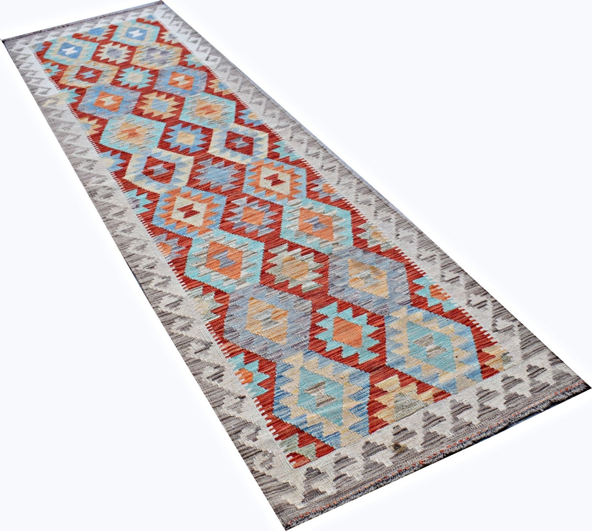 Handmade Maimana Killim Hallway Runner | 287 x 80 cm | 9'9" x 2'7" - Najaf Rugs & Textile
